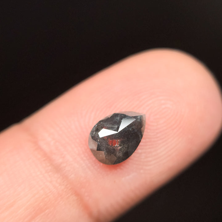 1.24 Ct Pear Rose Cut Grey Natural Minimalist Diamond