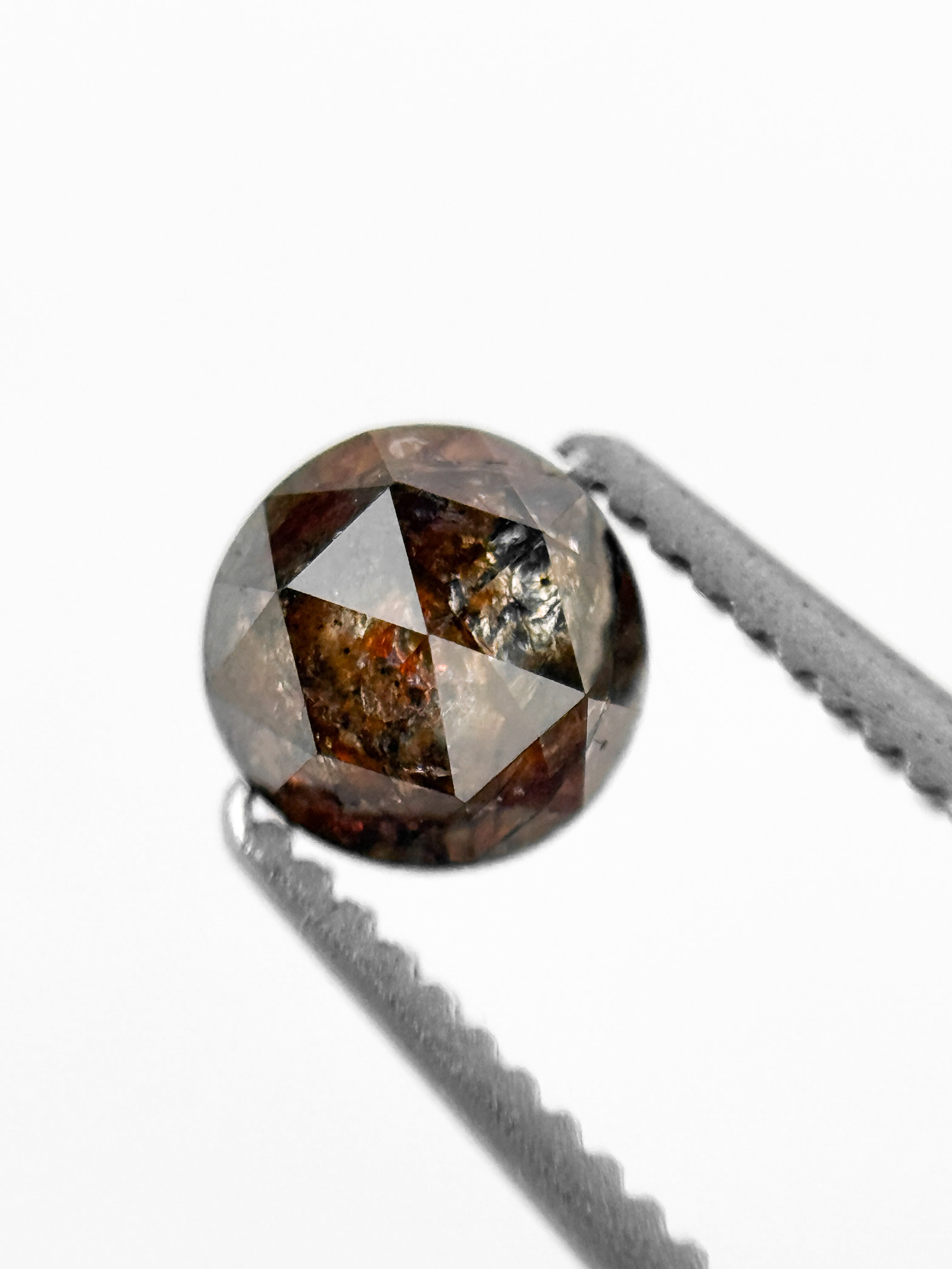 0.75 Ct Round Rose Cut Brownish Red Natural Fancy Diamond