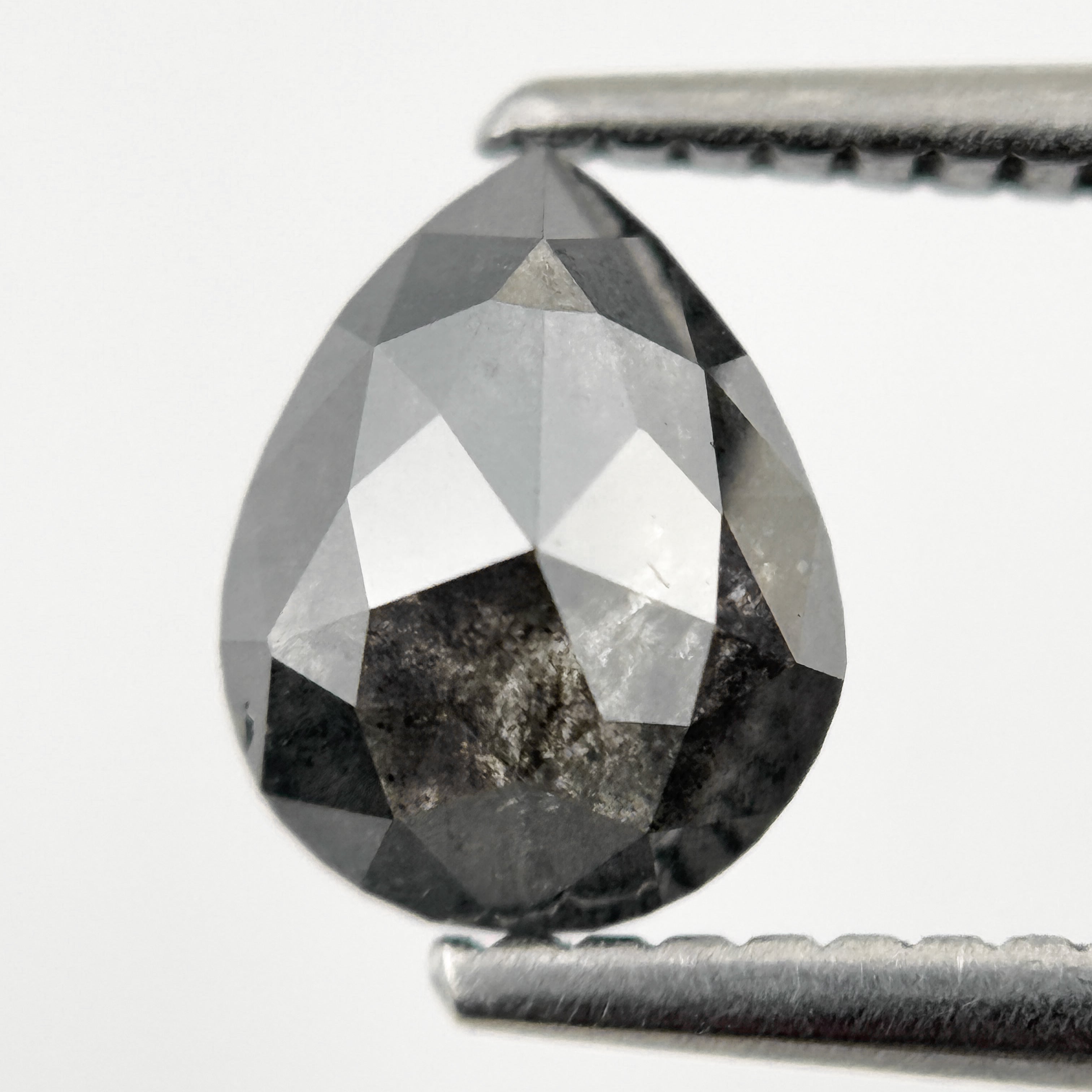 1.26 Ct Pear Rose Cut Grey Natural Galaxy Diamond