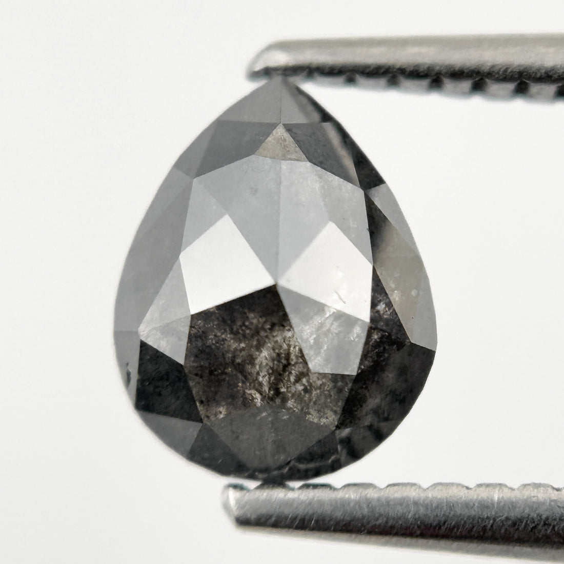 1.26 Ct Pear Rose Cut Grey Natural Galaxy Diamond