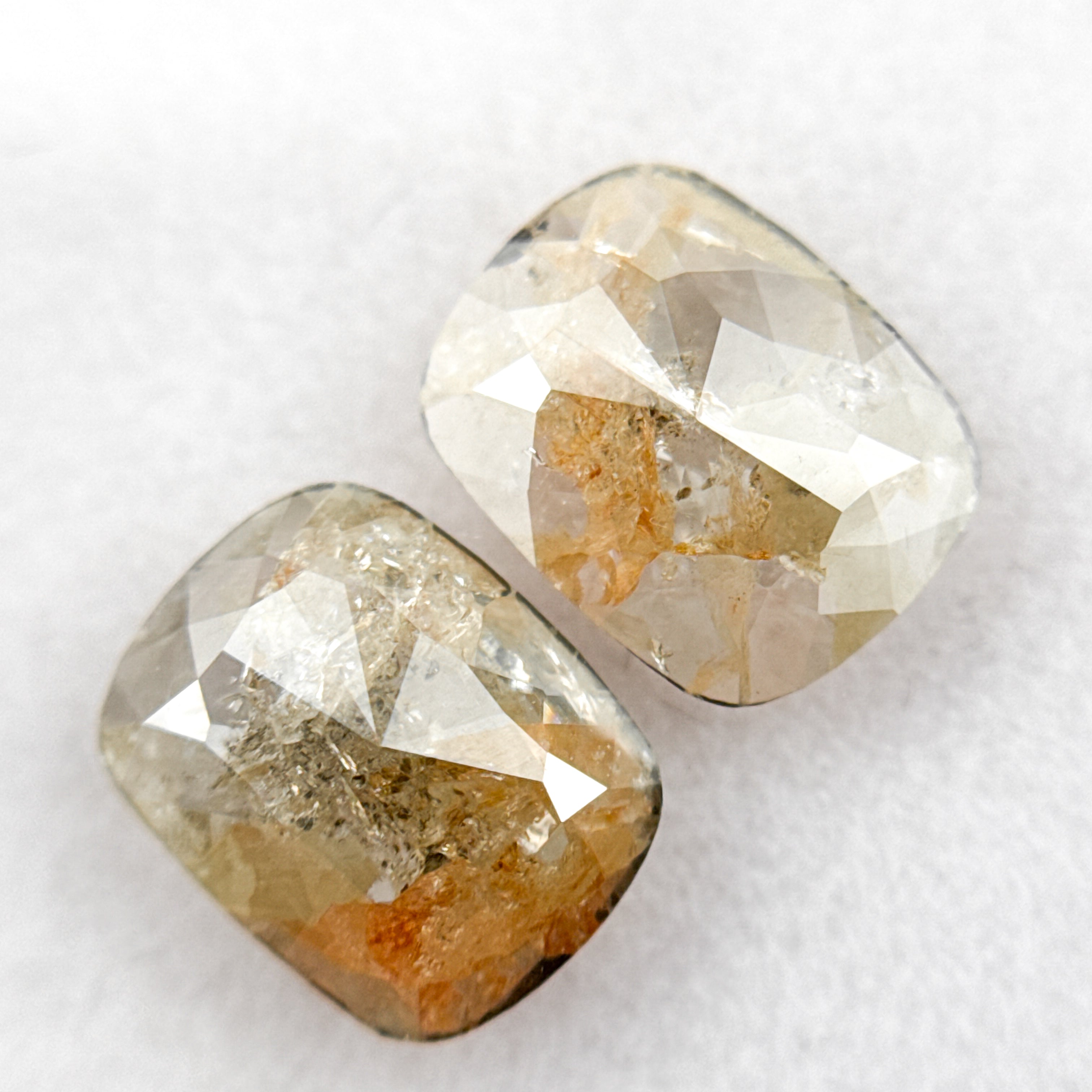 1.83 Ct Oval Rose Cut Grey Natural Galaxy Diamond Pair