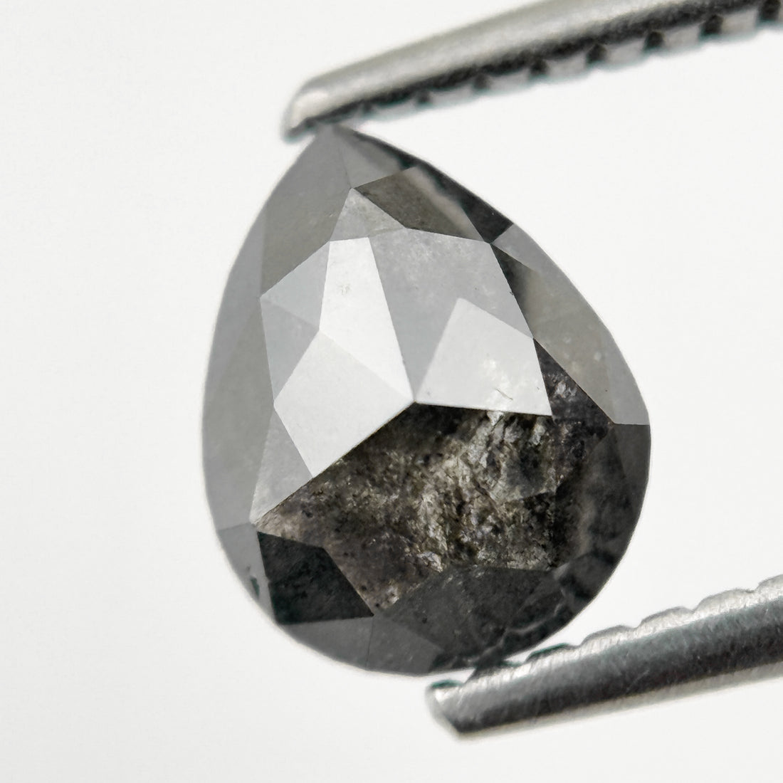 1.26 Ct Pear Rose Cut Grey Natural Galaxy Diamond