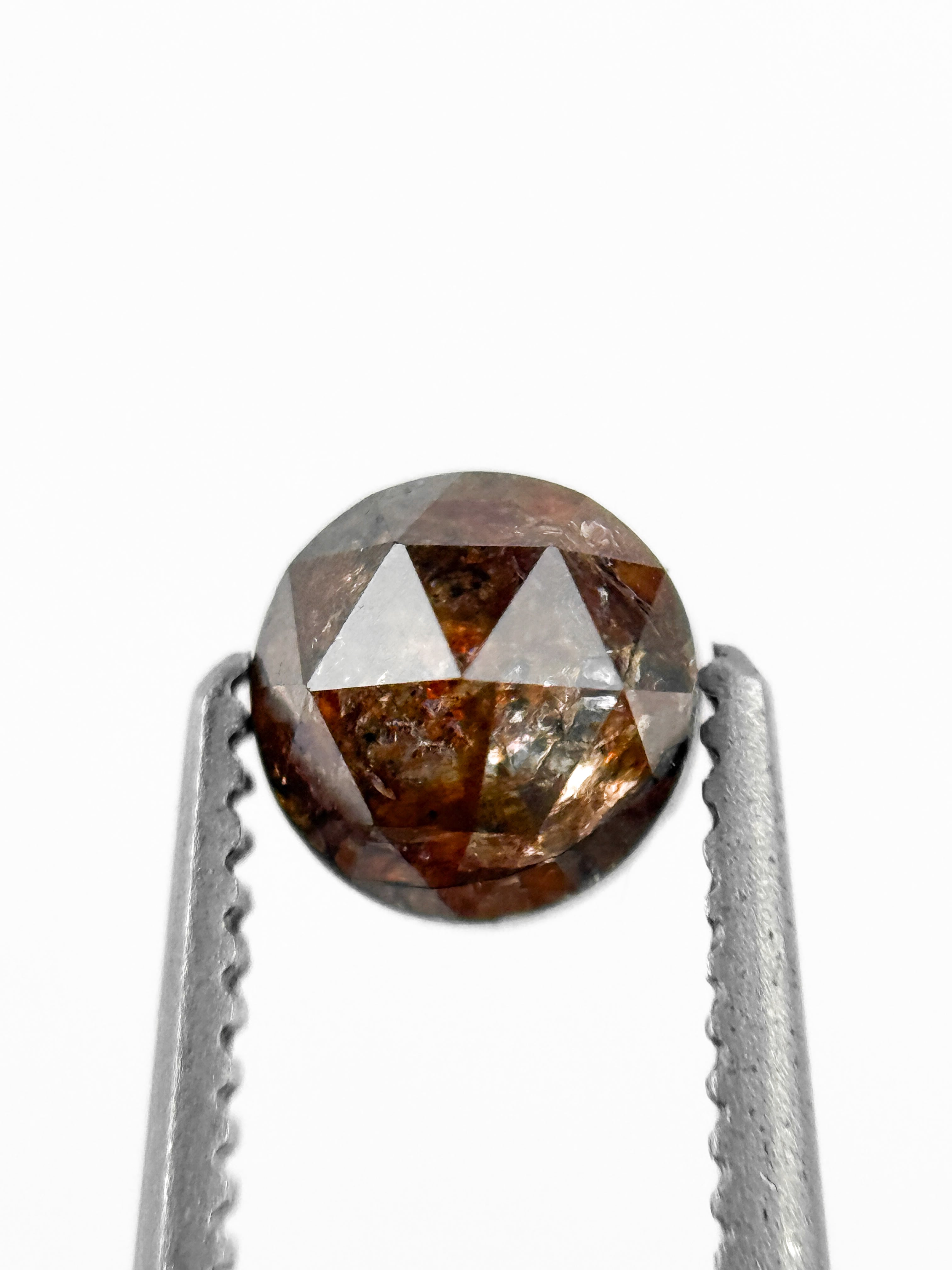 0.75 Ct Round Rose Cut Brownish Red Natural Fancy Diamond