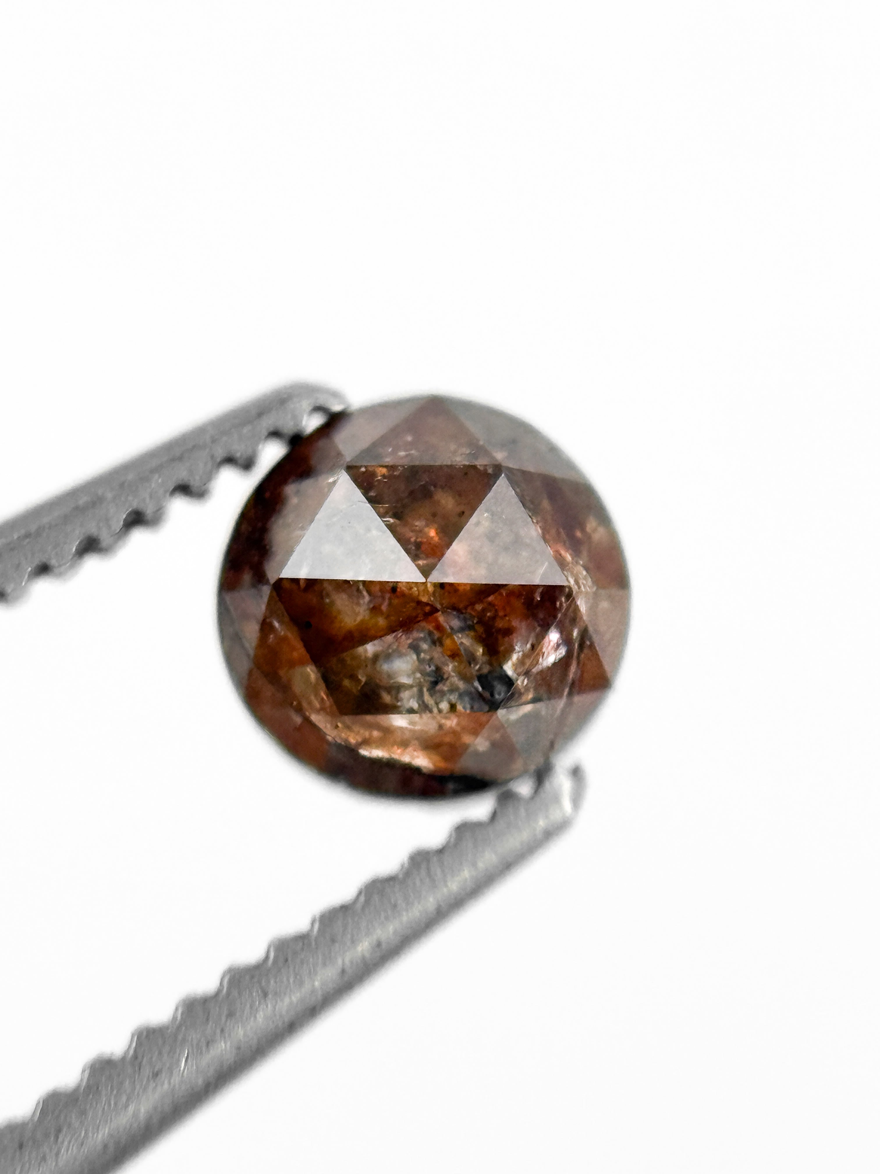 0.75 Ct Round Rose Cut Brownish Red Natural Fancy Diamond