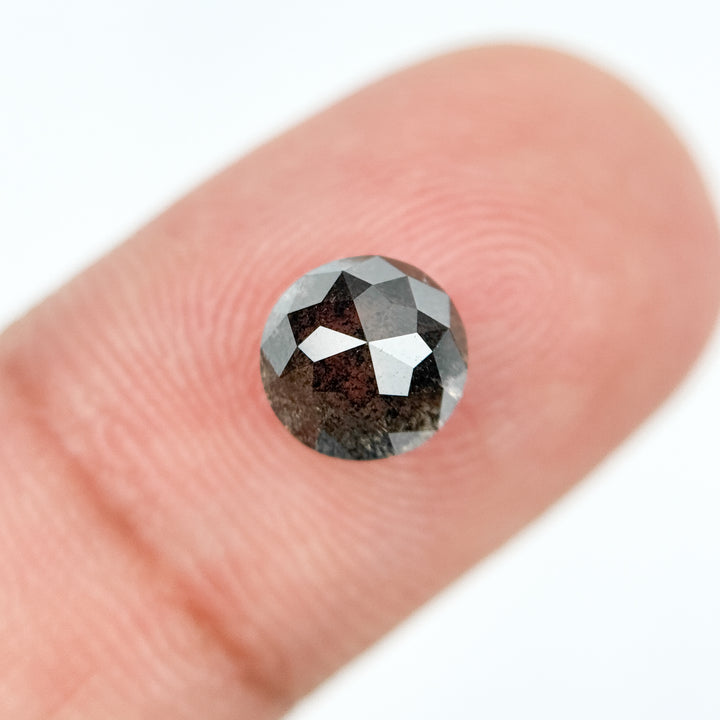 2.08 Ct Round Rose Cut Grey Natural Galaxy Diamond