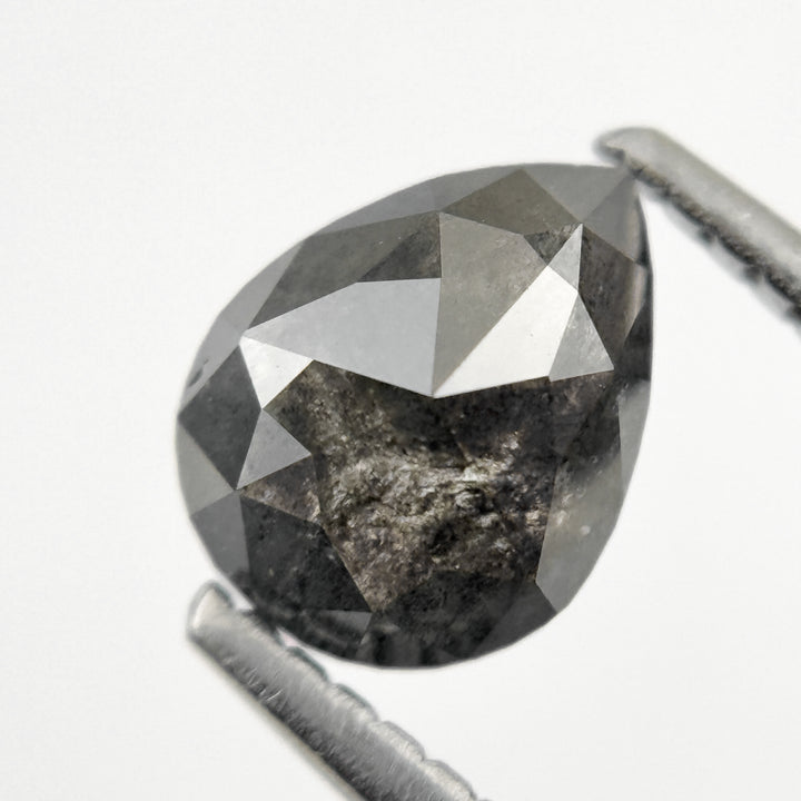 1.26 Ct Pear Rose Cut Grey Natural Galaxy Diamond