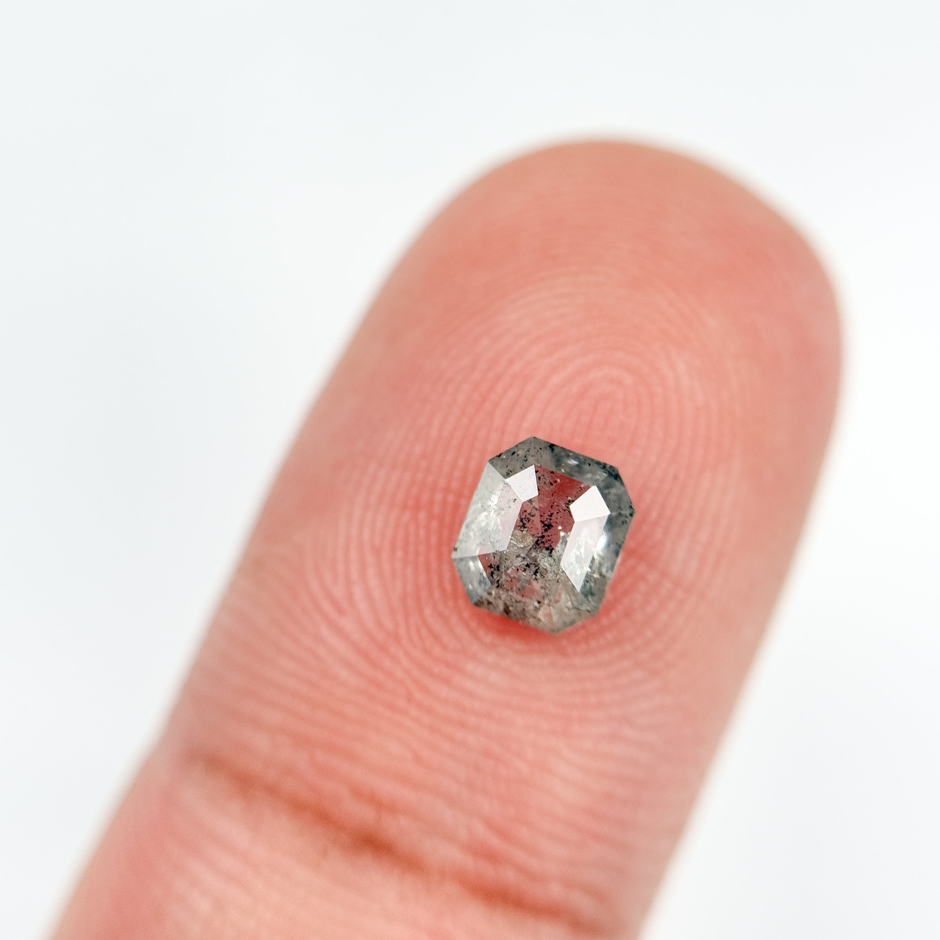 0.71 Ct Emerald Rose Cut Grey Natural Salt and Pepper Diamond