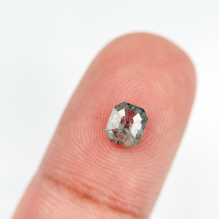 0.71 Ct Emerald Rose Cut Grey Natural Salt and Pepper Diamond