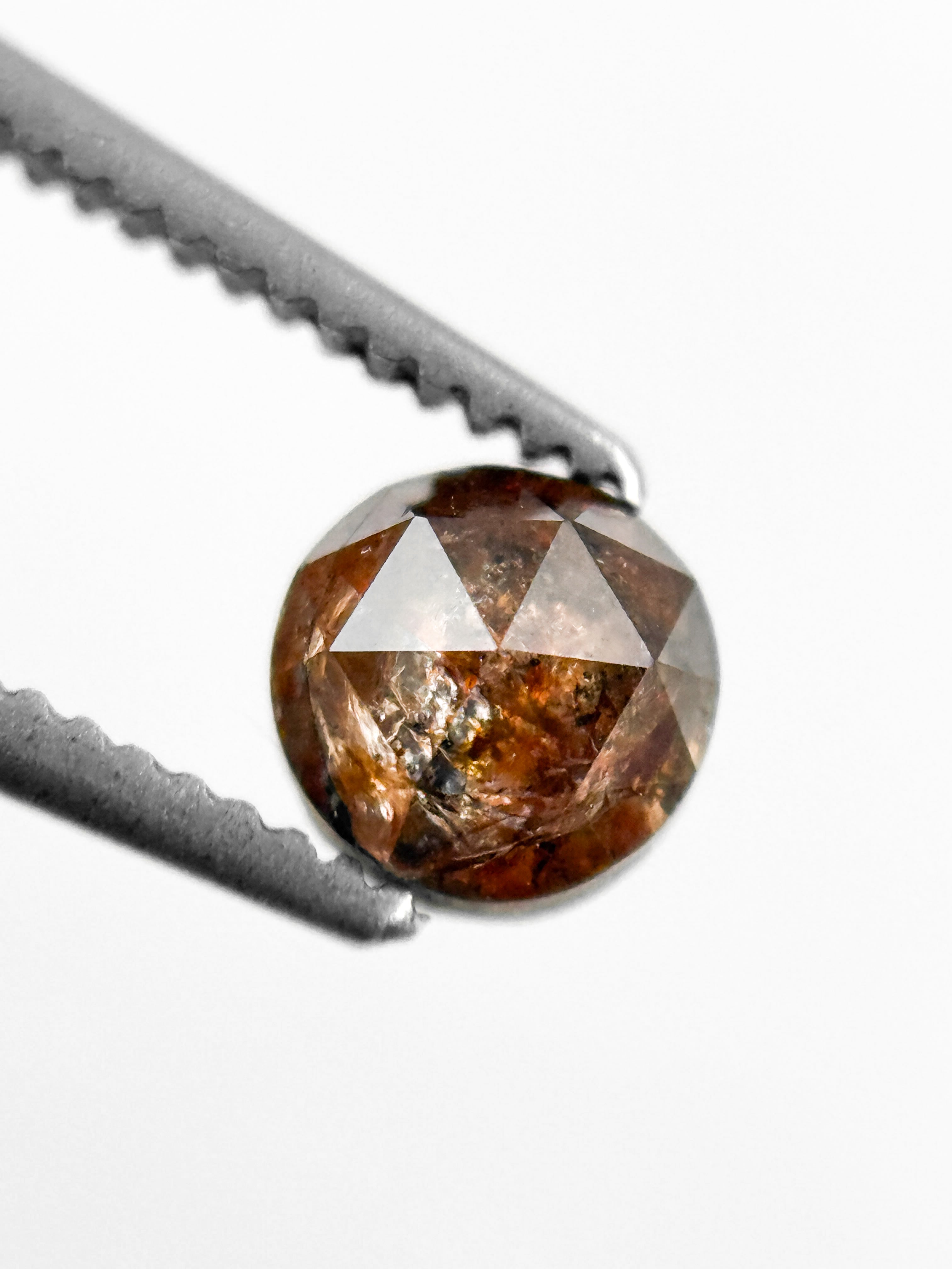 0.75 Ct Round Rose Cut Brownish Red Natural Fancy Diamond