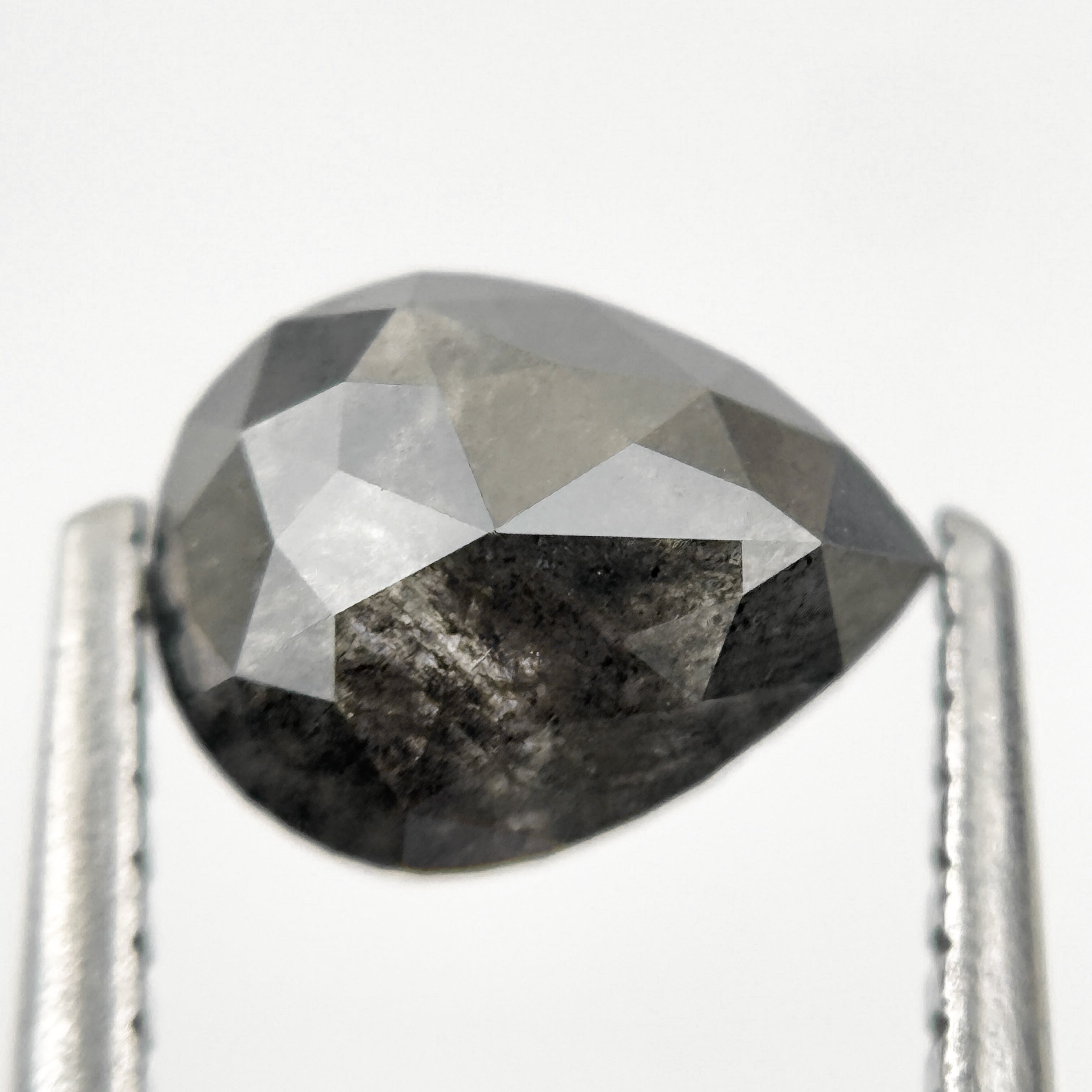 1.26 Ct Pear Rose Cut Grey Natural Galaxy Diamond