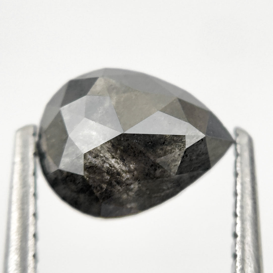 1.26 Ct Pear Rose Cut Grey Natural Galaxy Diamond
