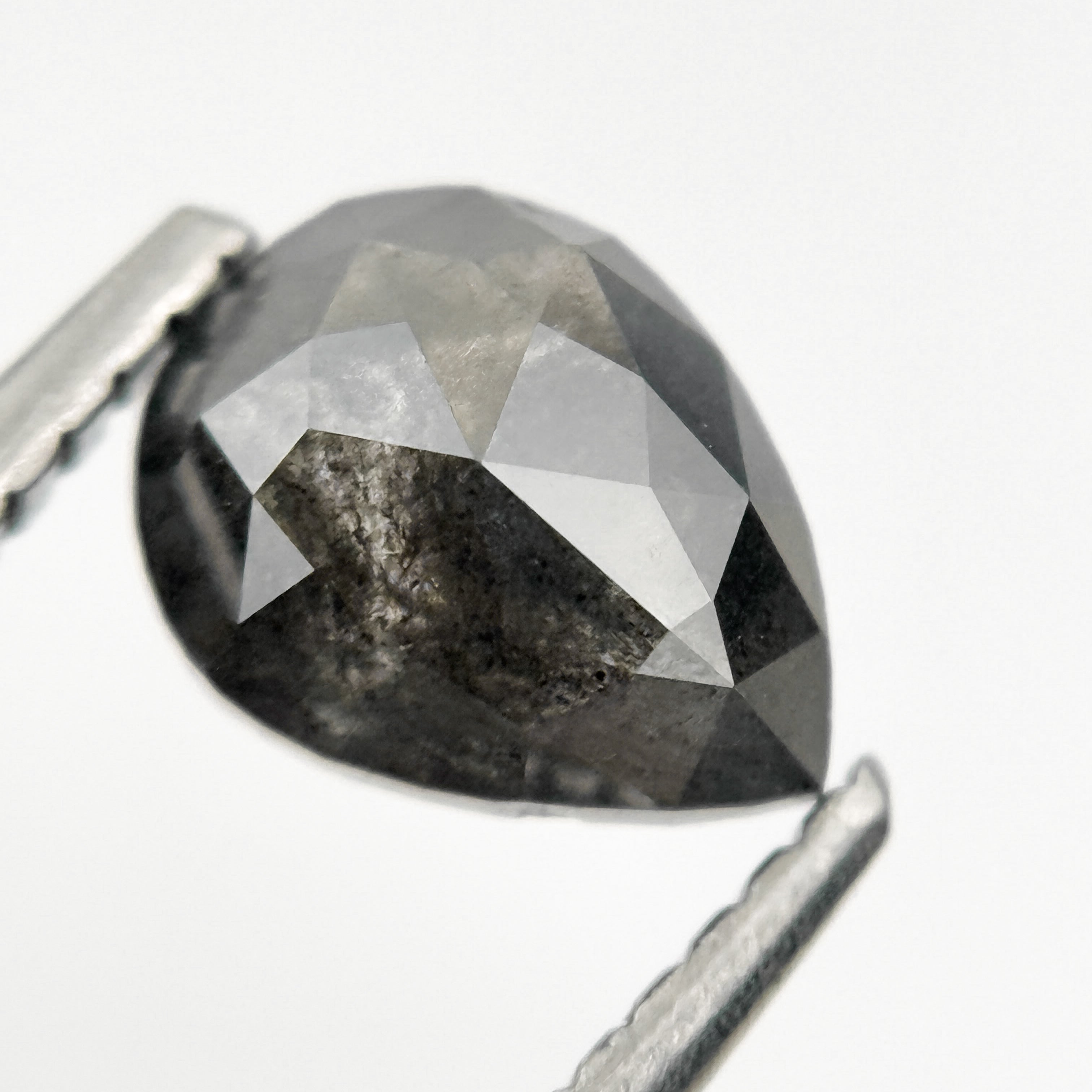 1.26 Ct Pear Rose Cut Grey Natural Galaxy Diamond