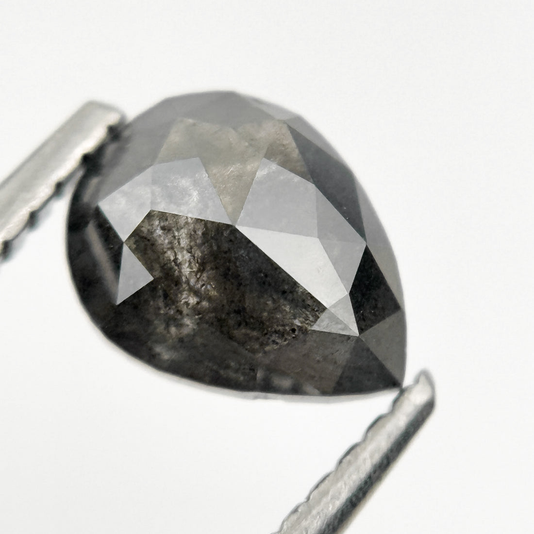 1.26 Ct Pear Rose Cut Grey Natural Galaxy Diamond