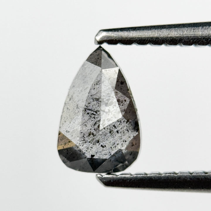 0.65 Ct Pear Rose Cut Grey Natural Salt and Pepper Diamond