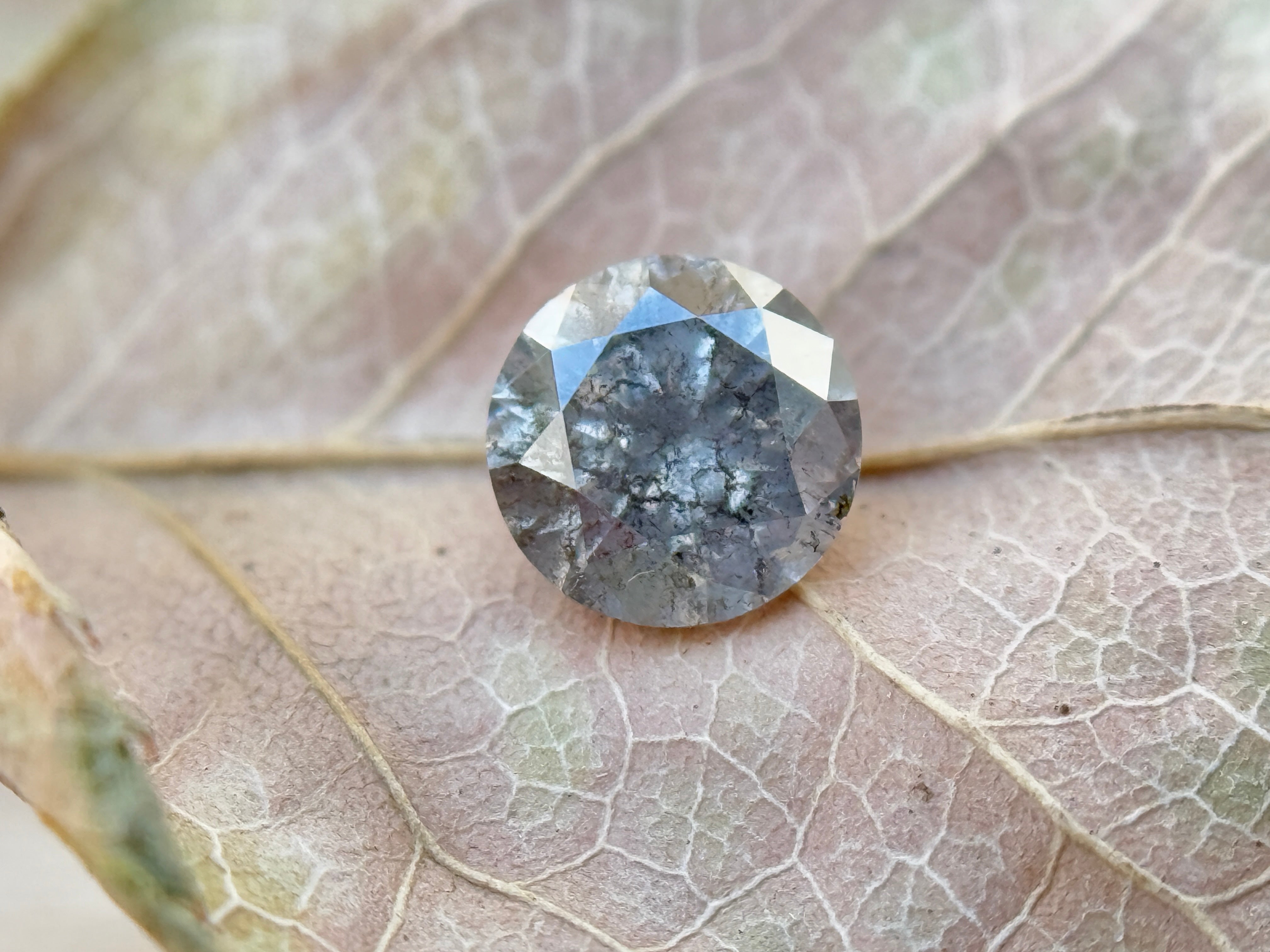 0.47 Ct Round Brilliant Cut Grey Natural Salt and Pepper Diamond