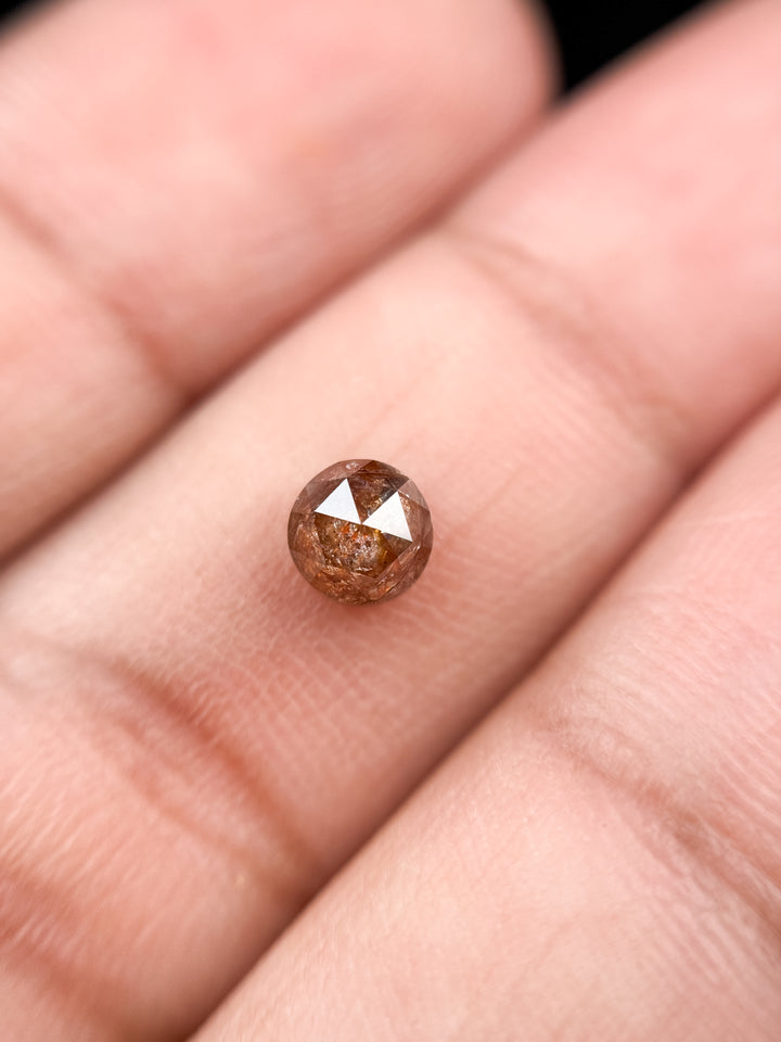 0.75 Ct Round Rose Cut Brownish Red Natural Fancy Diamond