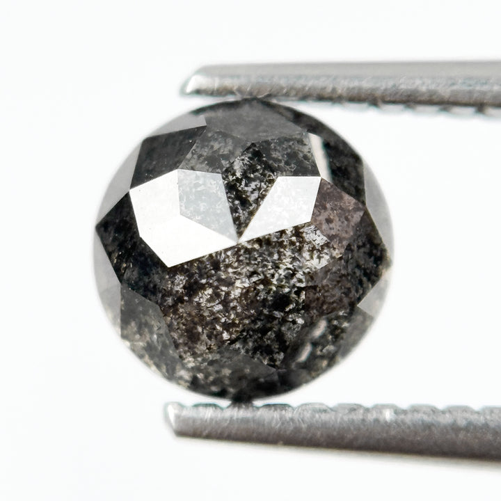 1.91 Ct Round Rose Cut Grey Natural Salt and Pepper Diamond
