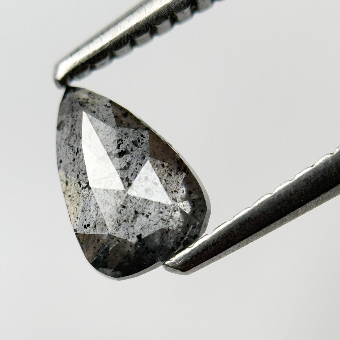 0.65 Ct Pear Rose Cut Grey Natural Salt and Pepper Diamond