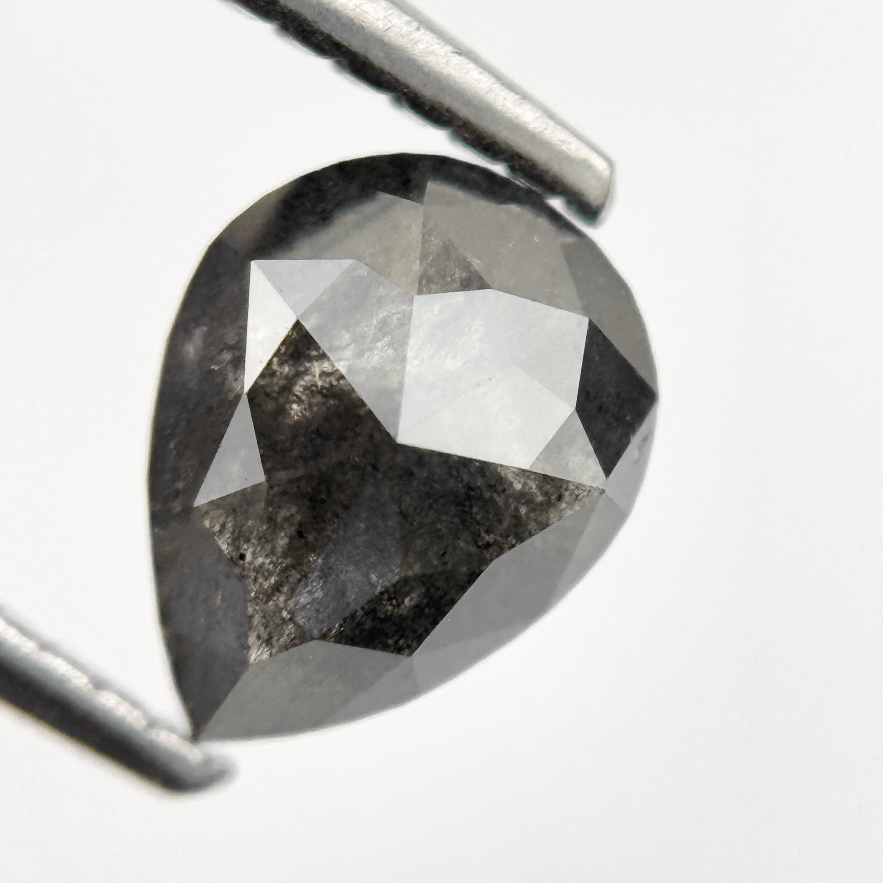 1.26 Ct Pear Rose Cut Grey Natural Galaxy Diamond