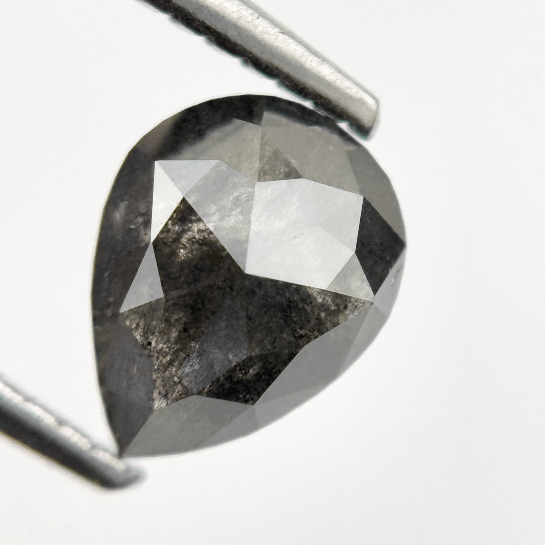 1.26 Ct Pear Rose Cut Grey Natural Galaxy Diamond