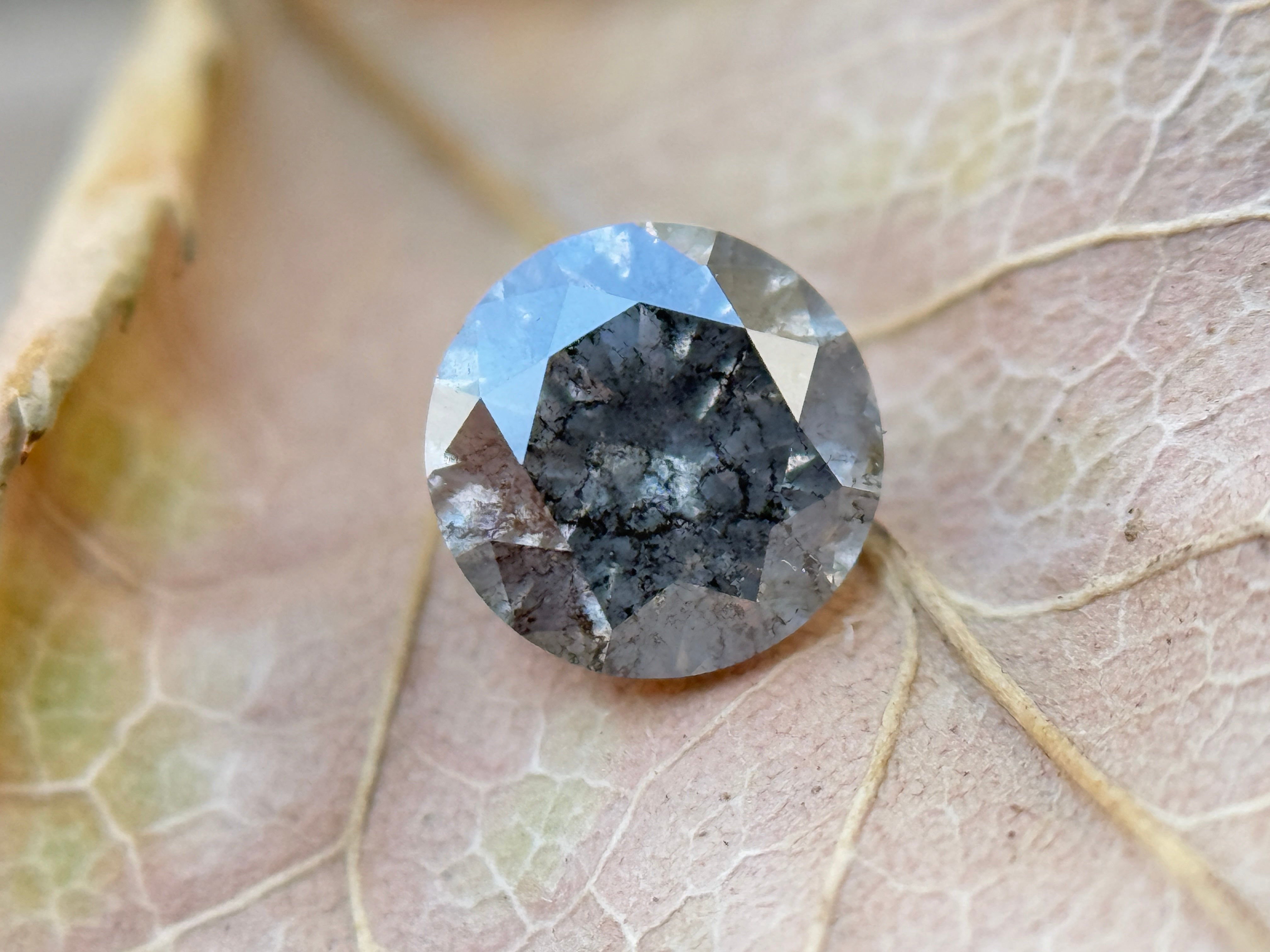 0.47 Ct Round Brilliant Cut Grey Natural Salt and Pepper Diamond