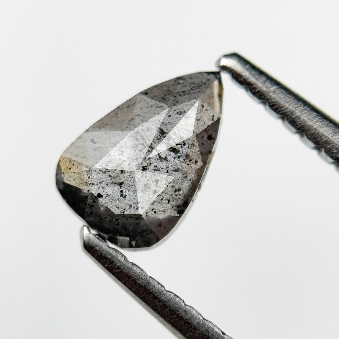 0.65 Ct Pear Rose Cut Grey Natural Salt and Pepper Diamond