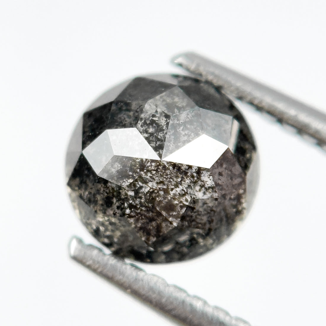 1.91 Ct Round Rose Cut Grey Natural Salt and Pepper Diamond
