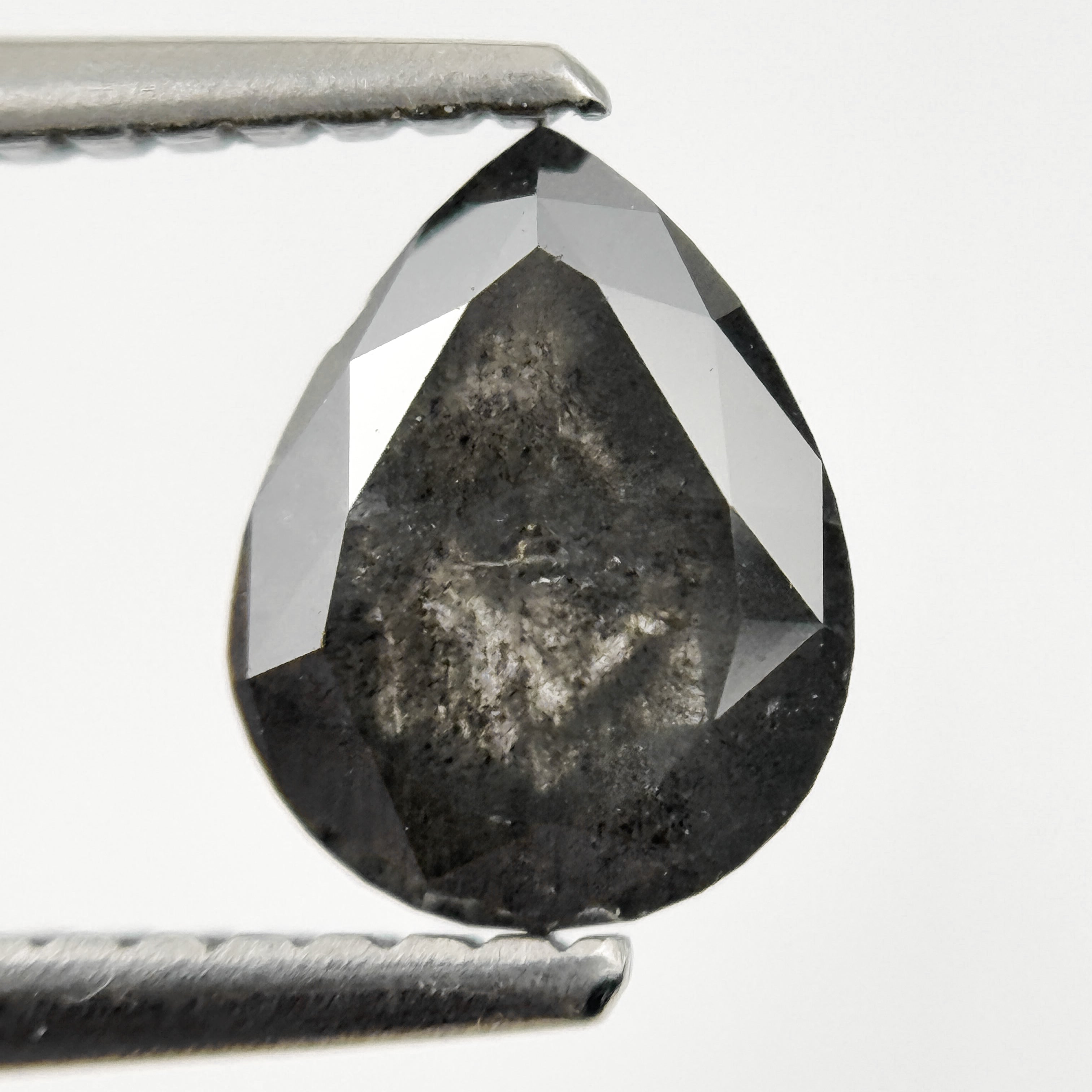 1.26 Ct Pear Rose Cut Grey Natural Galaxy Diamond