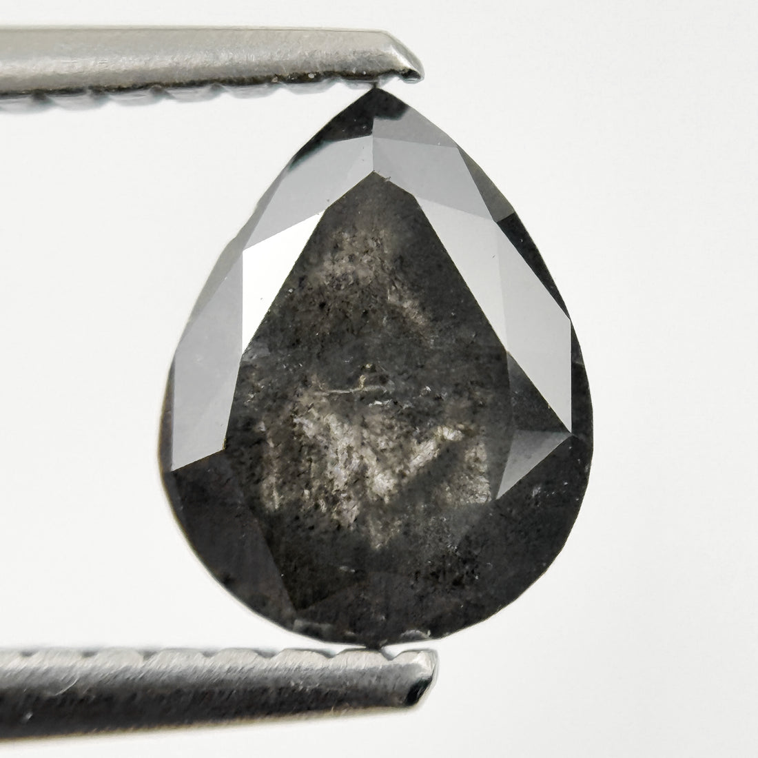 1.26 Ct Pear Rose Cut Grey Natural Galaxy Diamond