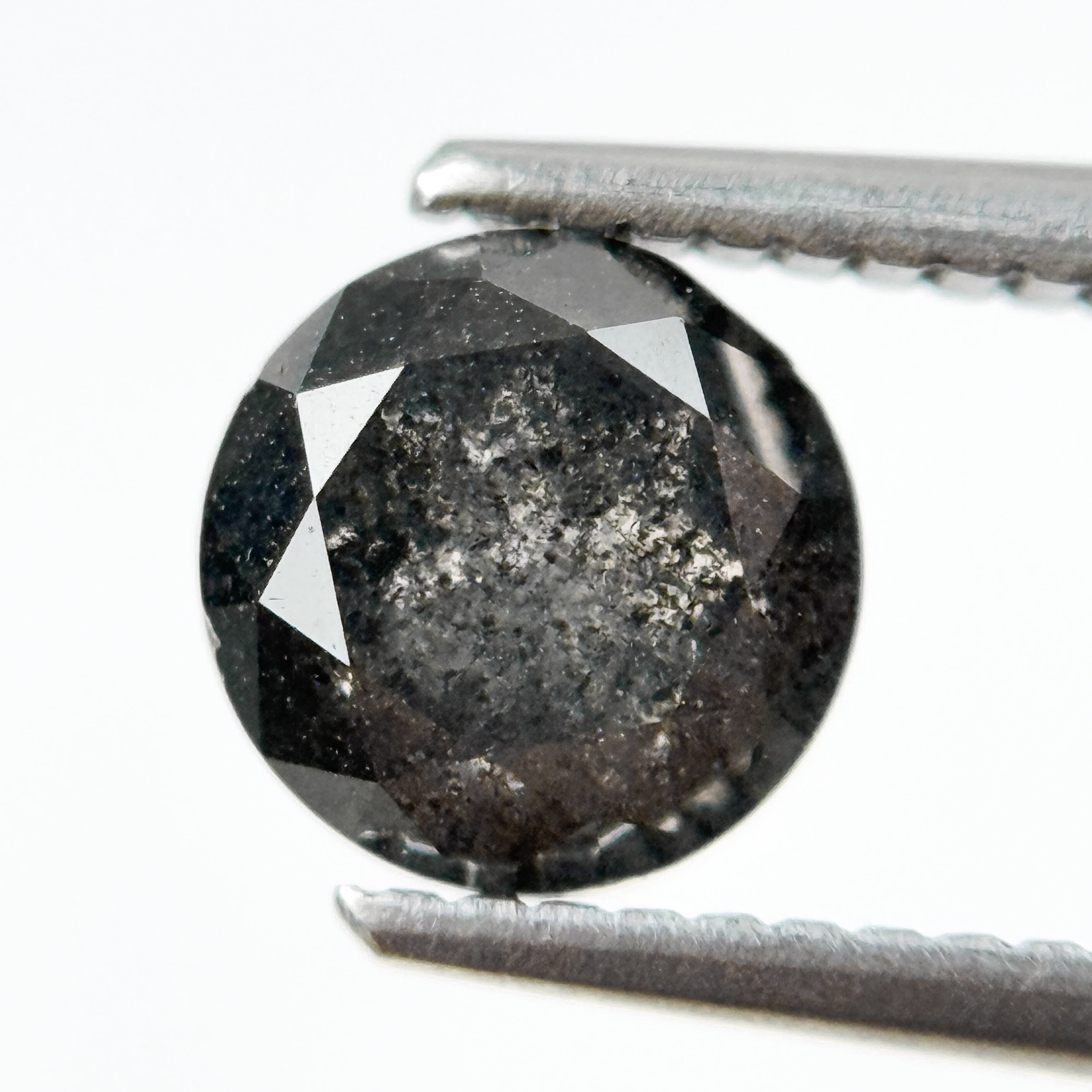 1.91 Ct Round Rose Cut Grey Natural Salt and Pepper Diamond