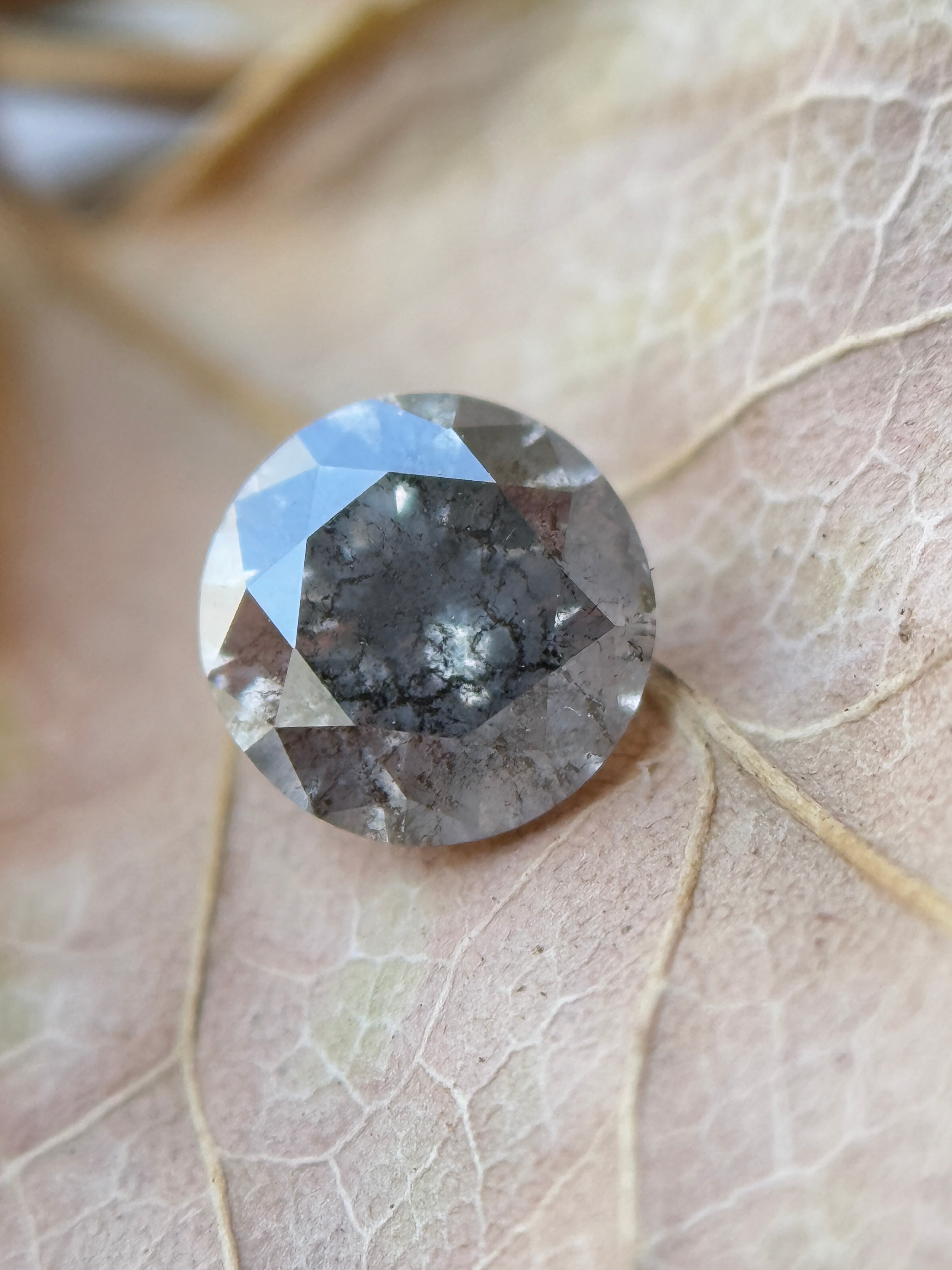 0.47 Ct Round Brilliant Cut Grey Natural Salt and Pepper Diamond