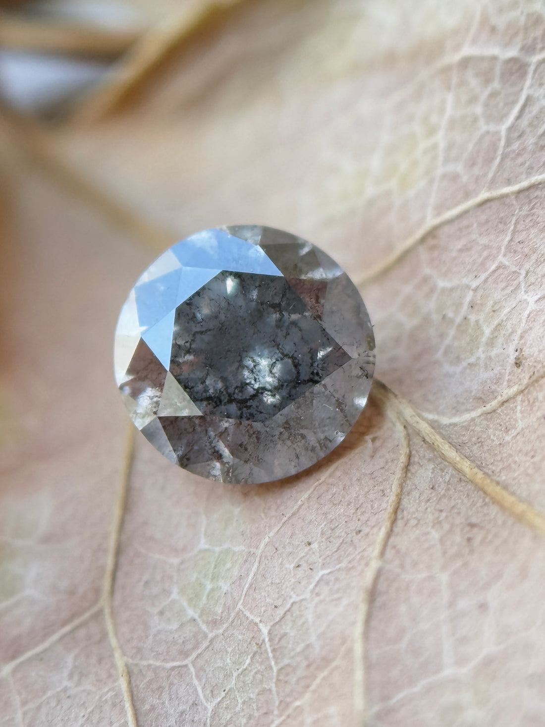 0.47 Ct Round Brilliant Cut Grey Natural Salt and Pepper Diamond