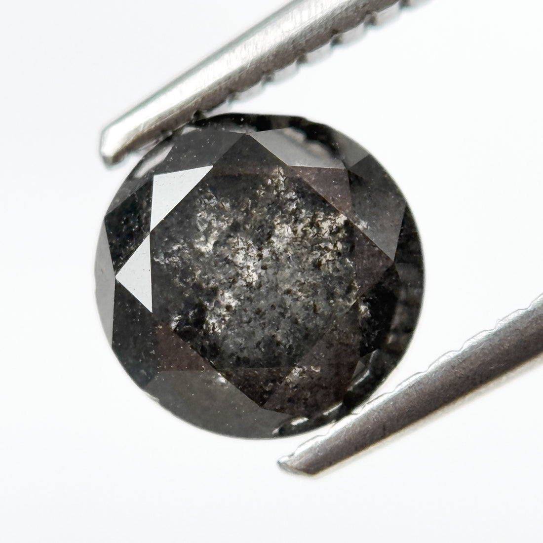 1.91 Ct Round Rose Cut Grey Natural Salt and Pepper Diamond