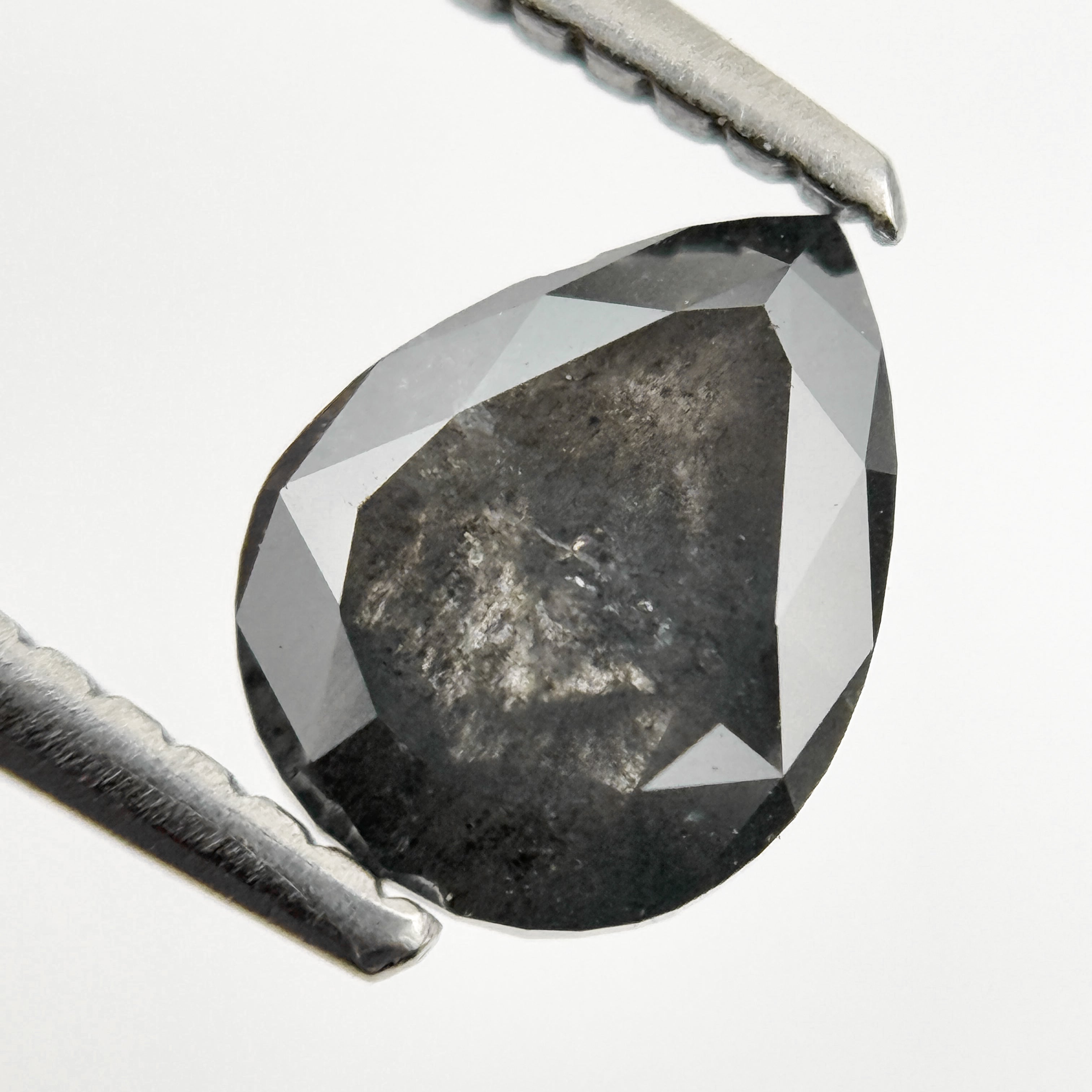 1.26 Ct Pear Rose Cut Grey Natural Galaxy Diamond