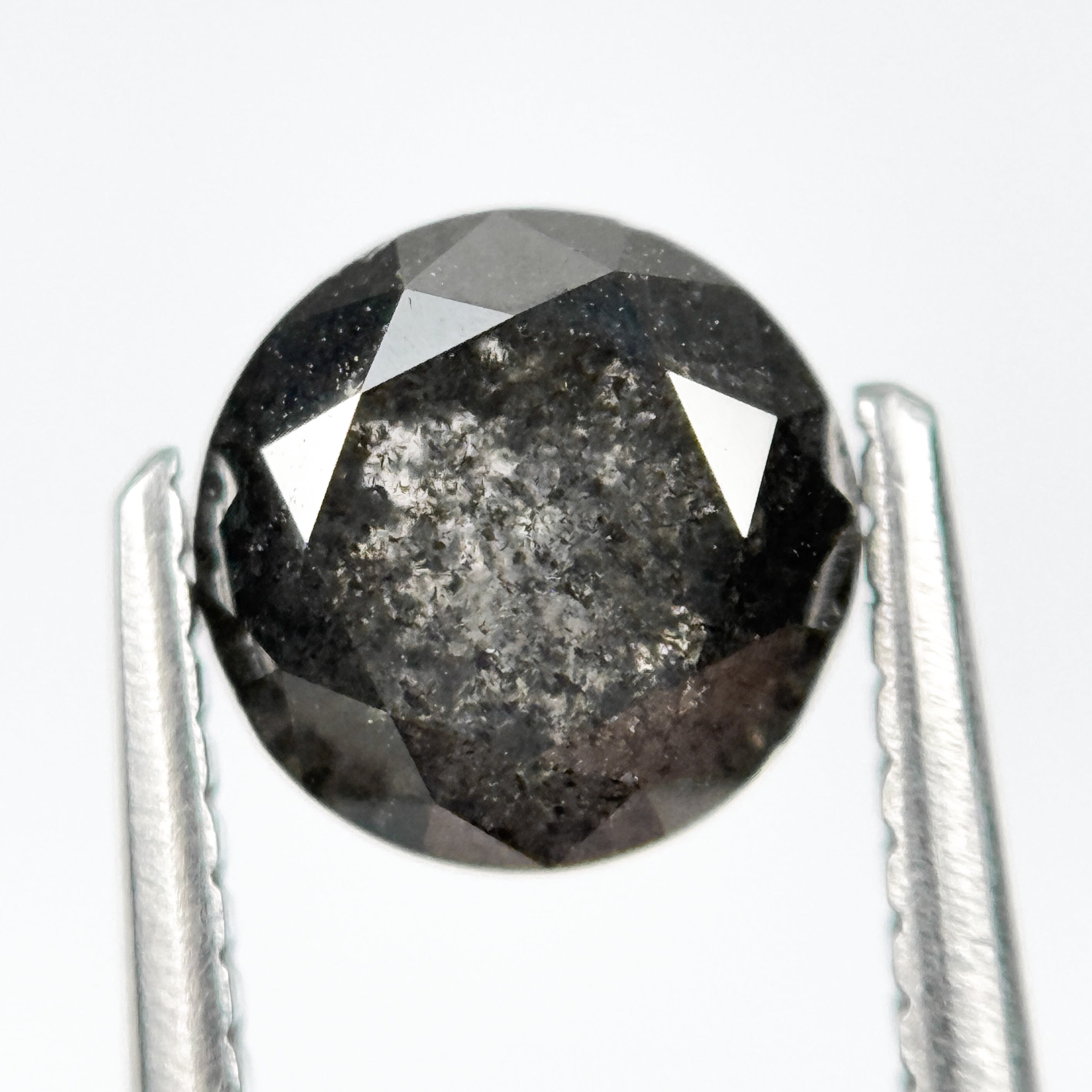 1.91 Ct Round Rose Cut Grey Natural Salt and Pepper Diamond
