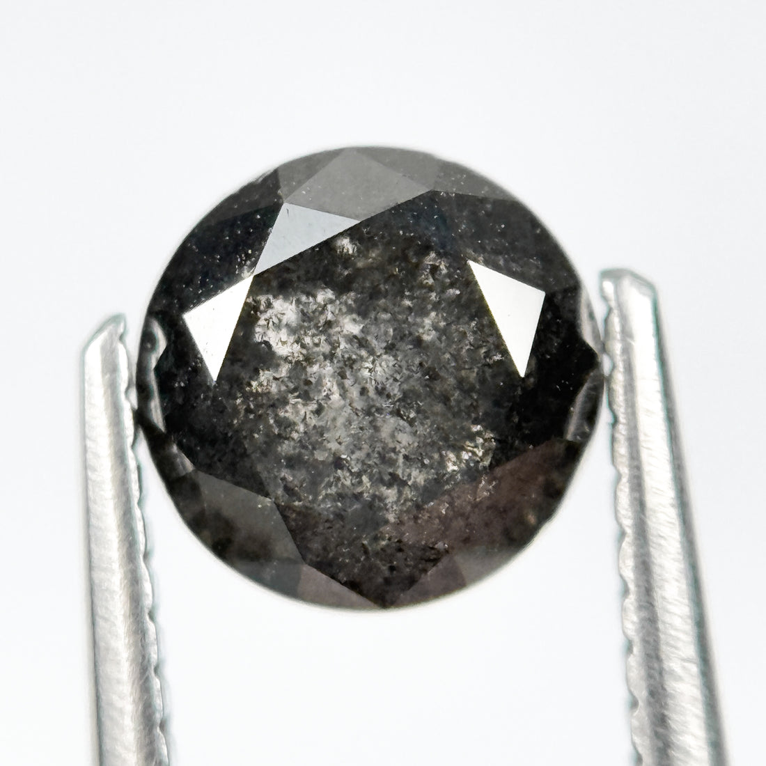1.91 Ct Round Rose Cut Grey Natural Salt and Pepper Diamond