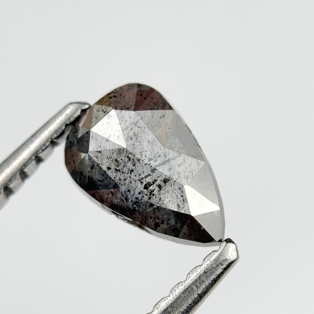 0.65 Ct Pear Rose Cut Grey Natural Salt and Pepper Diamond