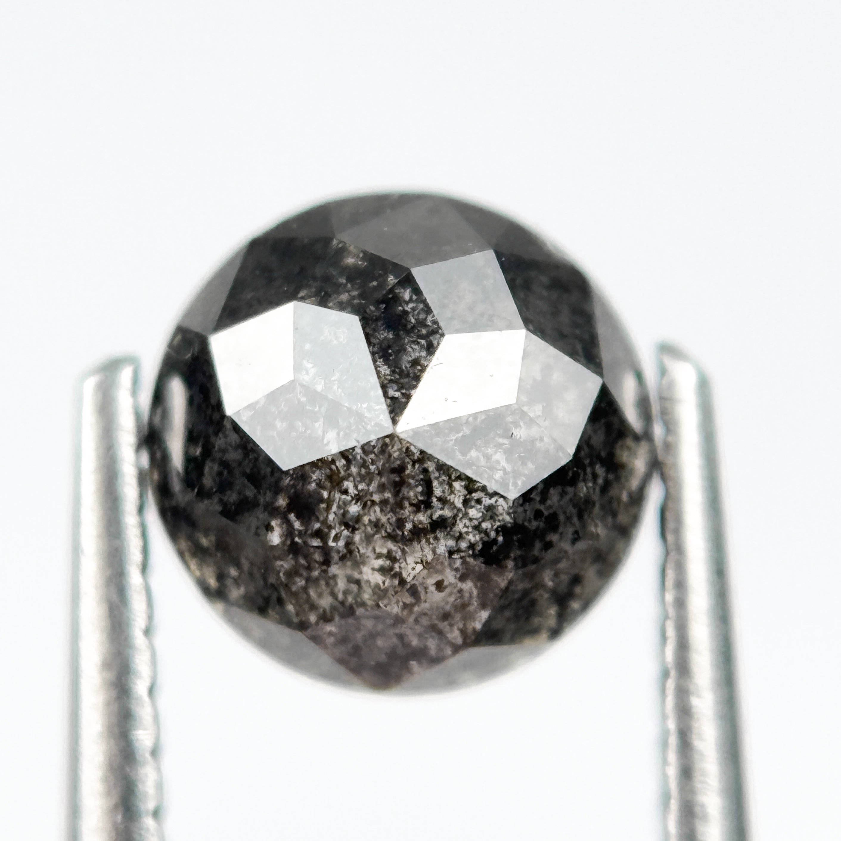 1.91 Ct Round Rose Cut Grey Natural Salt and Pepper Diamond
