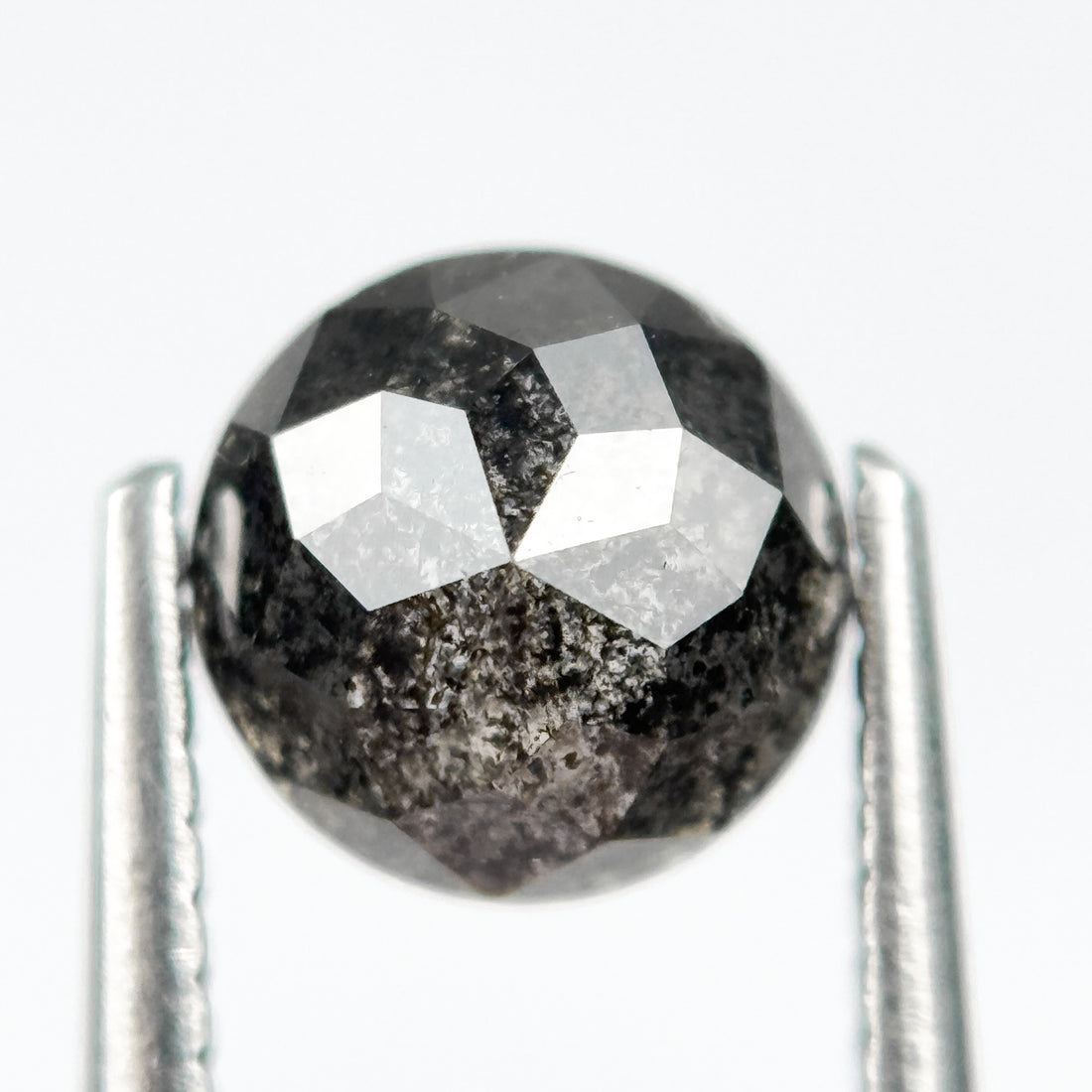 1.91 Ct Round Rose Cut Grey Natural Salt and Pepper Diamond