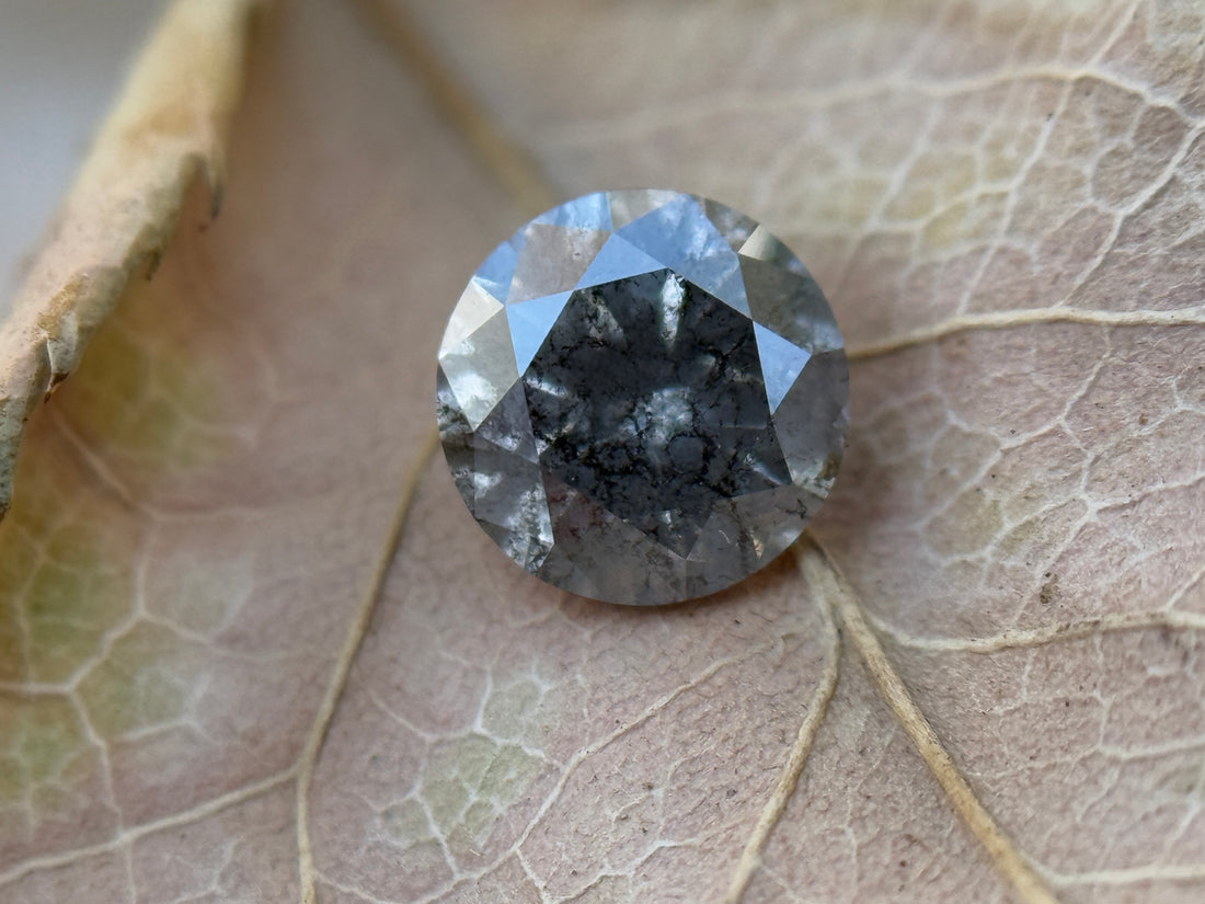0.47 Ct Round Brilliant Cut Grey Natural Salt and Pepper Diamond
