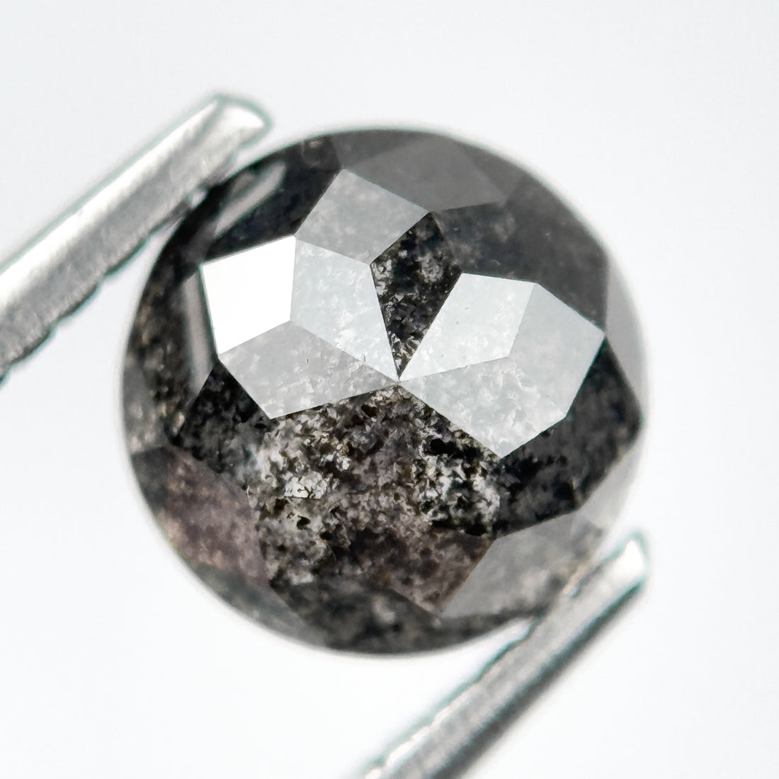 1.91 Ct Round Rose Cut Grey Natural Salt and Pepper Diamond