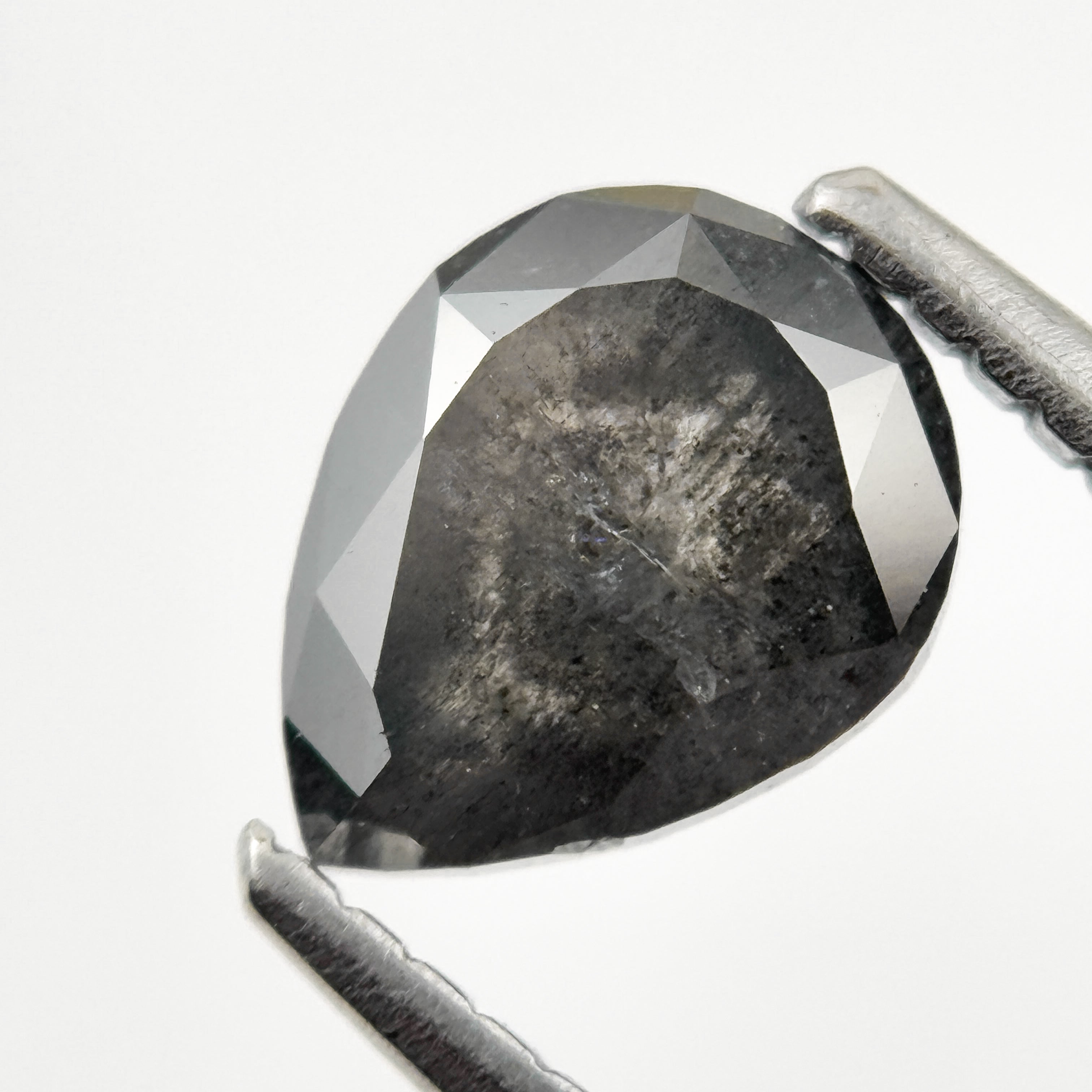 1.26 Ct Pear Rose Cut Grey Natural Galaxy Diamond