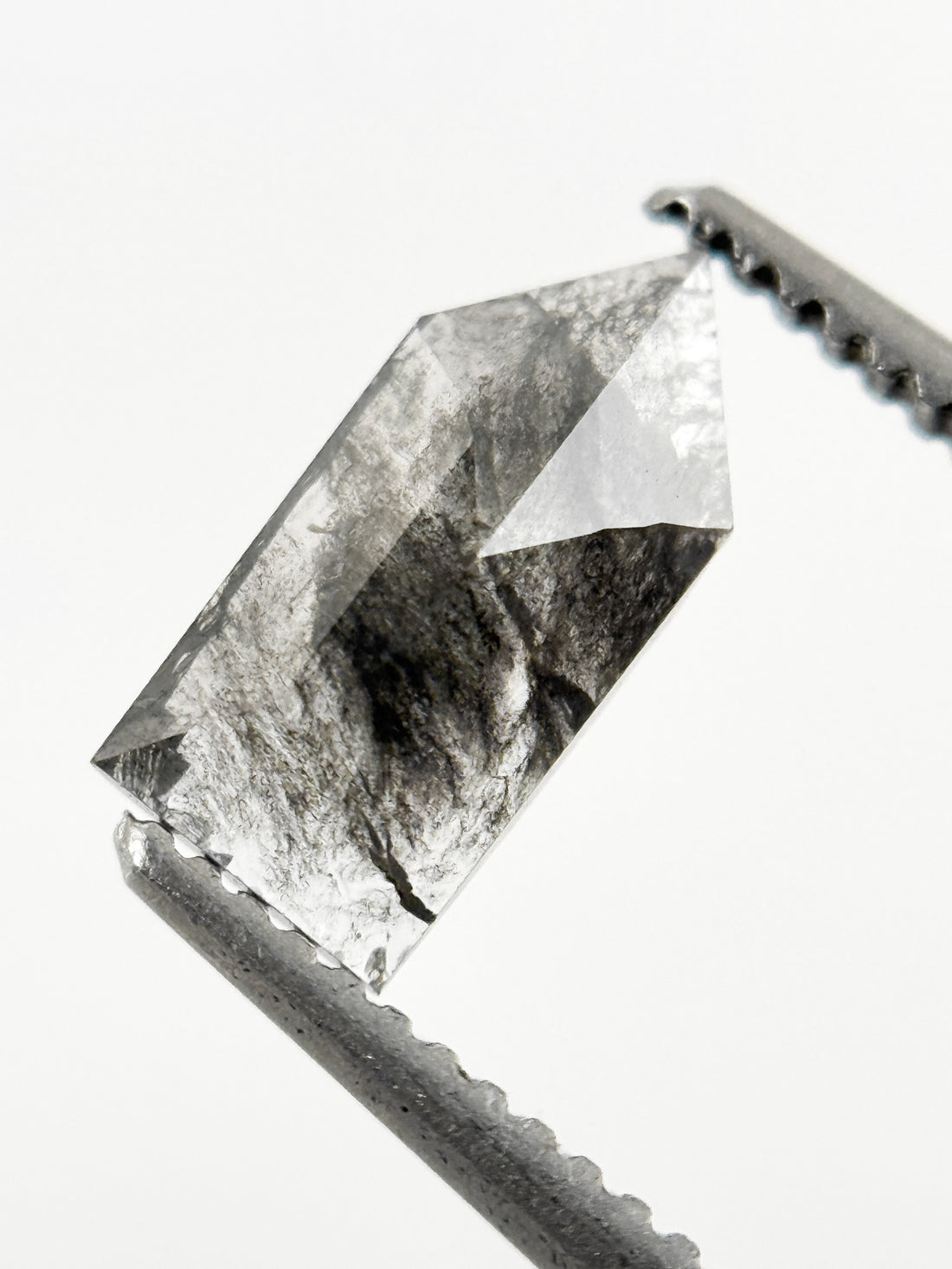 0.68 Ct Bullet Rose Cut Grey Natural Salt and Pepper Diamond