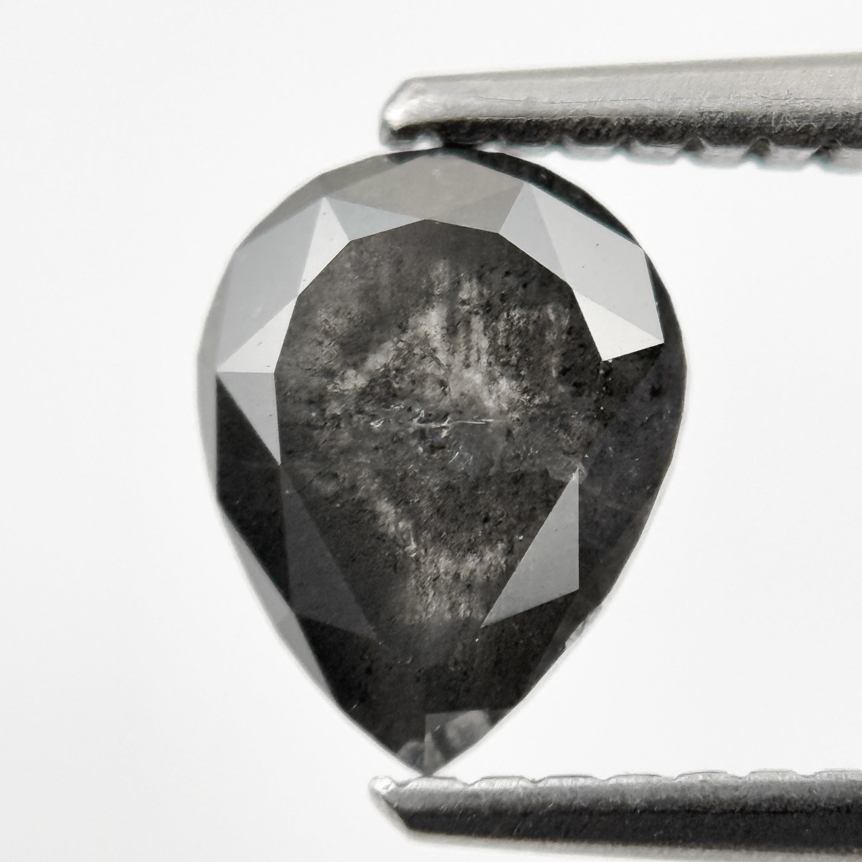 1.26 Ct Pear Rose Cut Grey Natural Galaxy Diamond