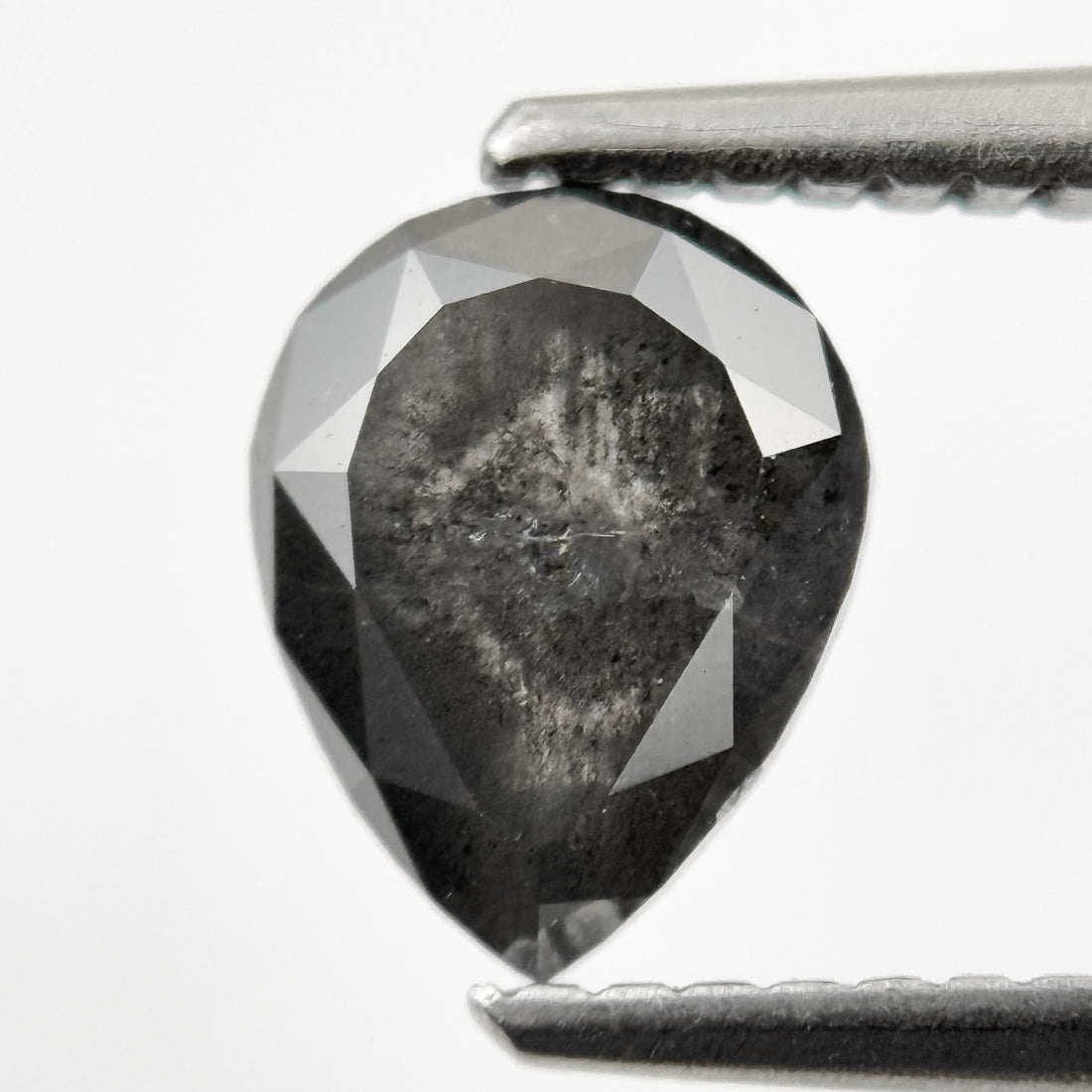 1.26 Ct Pear Rose Cut Grey Natural Galaxy Diamond