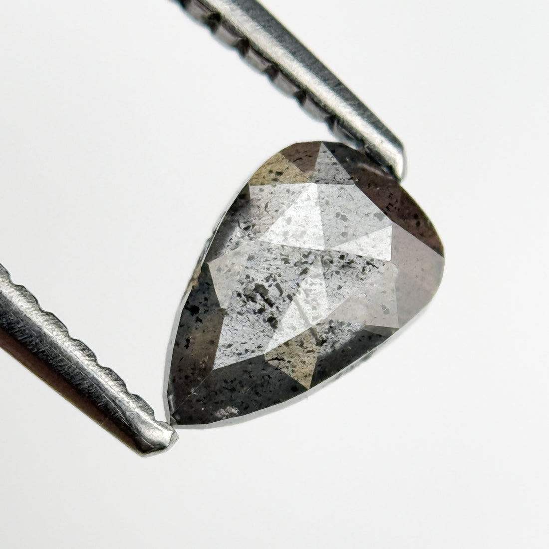 0.65 Ct Pear Rose Cut Grey Natural Salt and Pepper Diamond