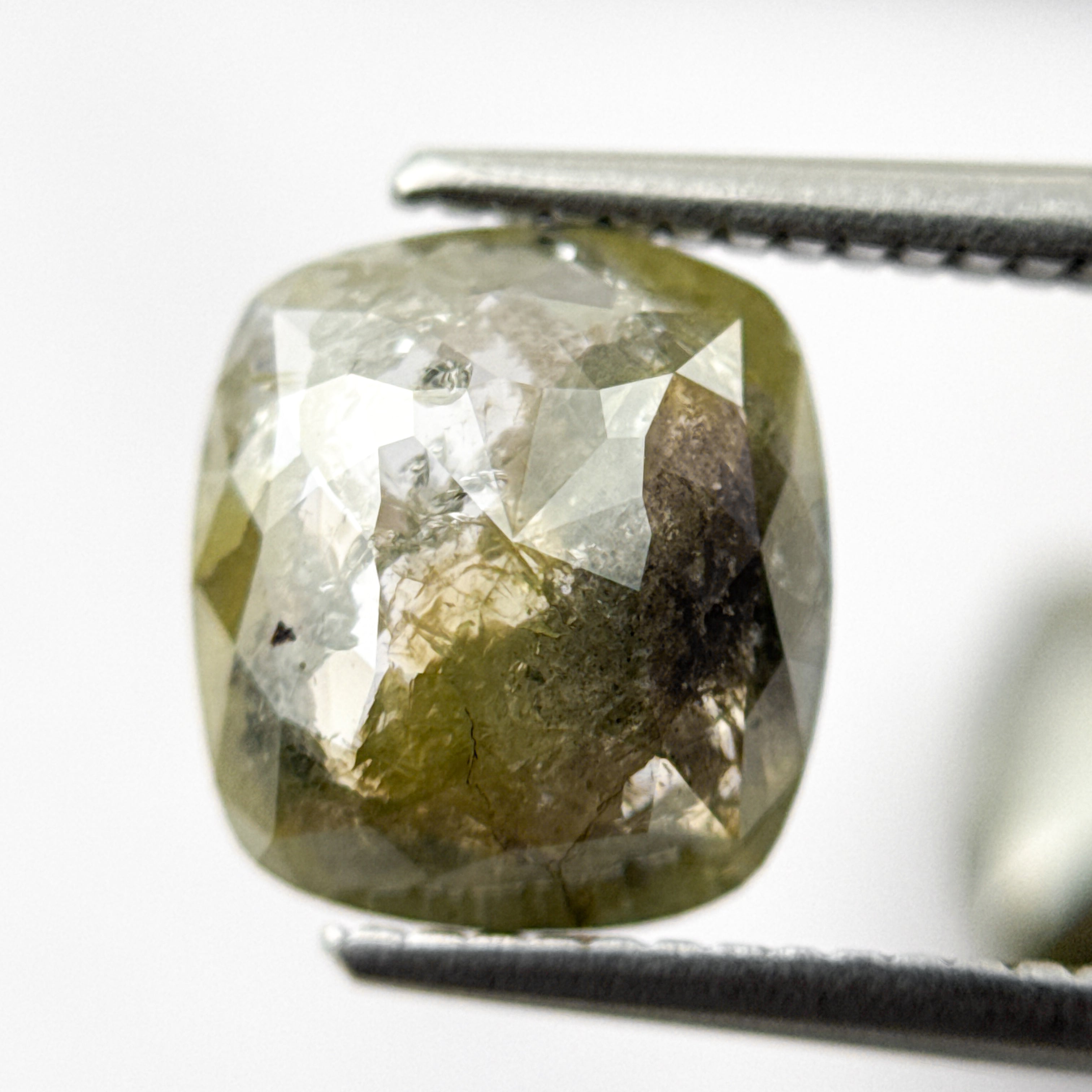 5.38 Ct Cushion Rose Cut Green Natural Fancy Diamond Pair