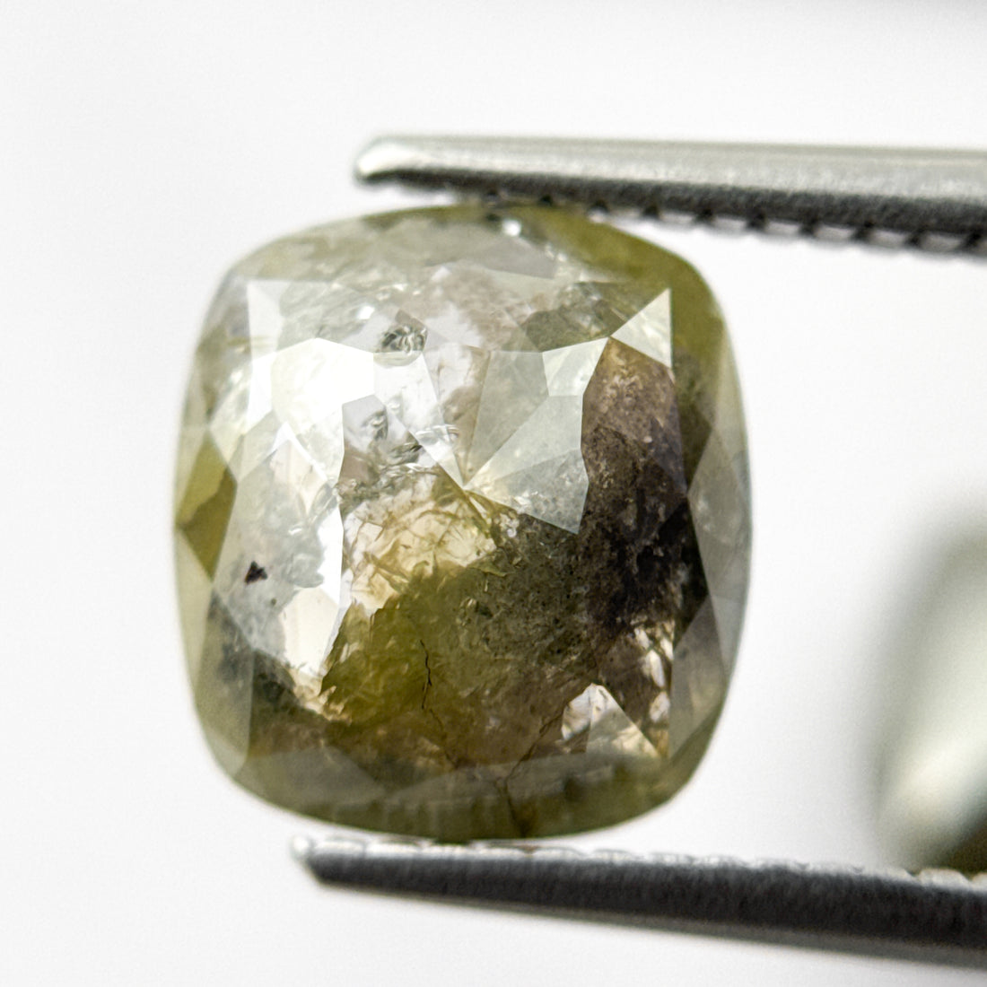 5.38 Ct Cushion Rose Cut Green Natural Fancy Diamond Pair