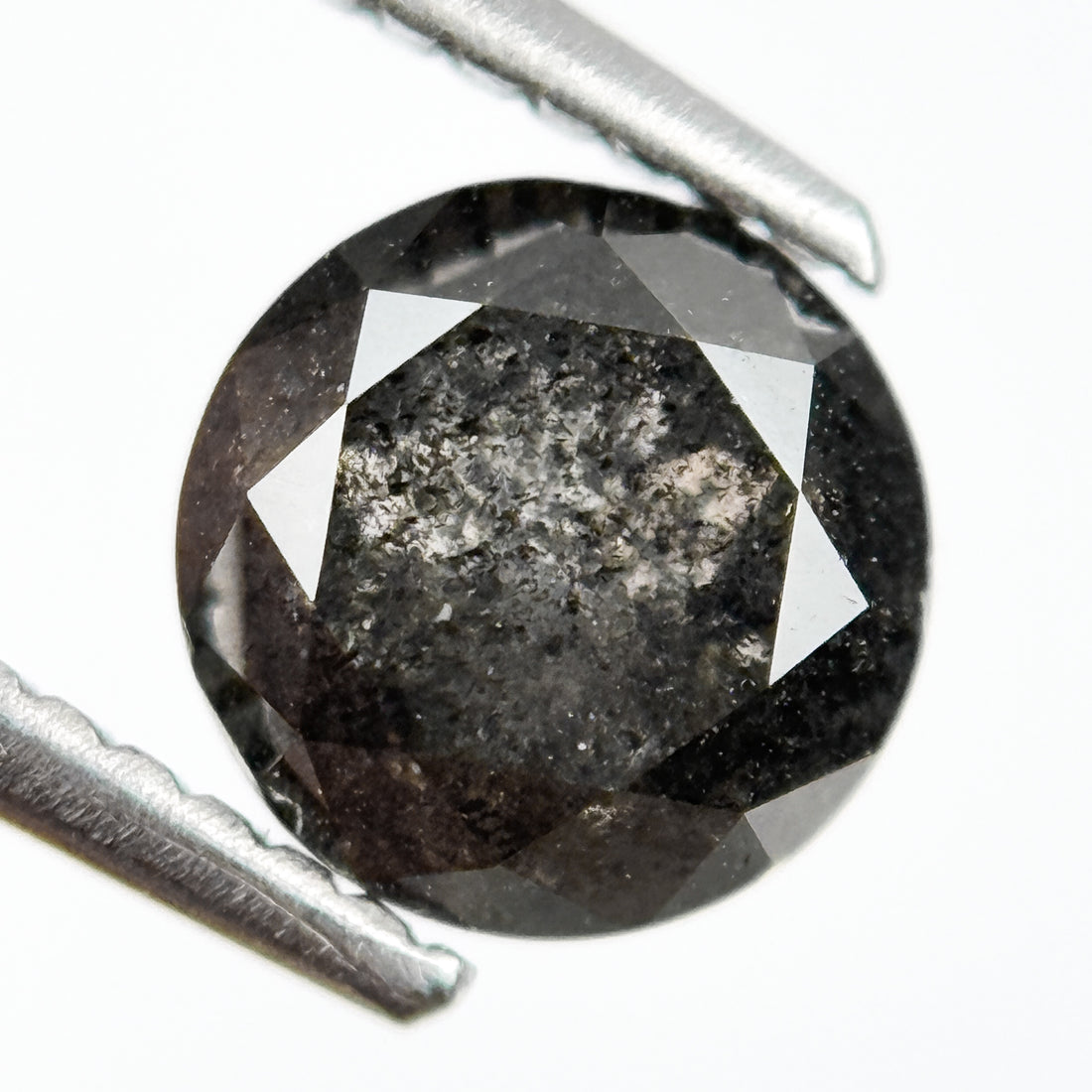 1.91 Ct Round Rose Cut Grey Natural Salt and Pepper Diamond