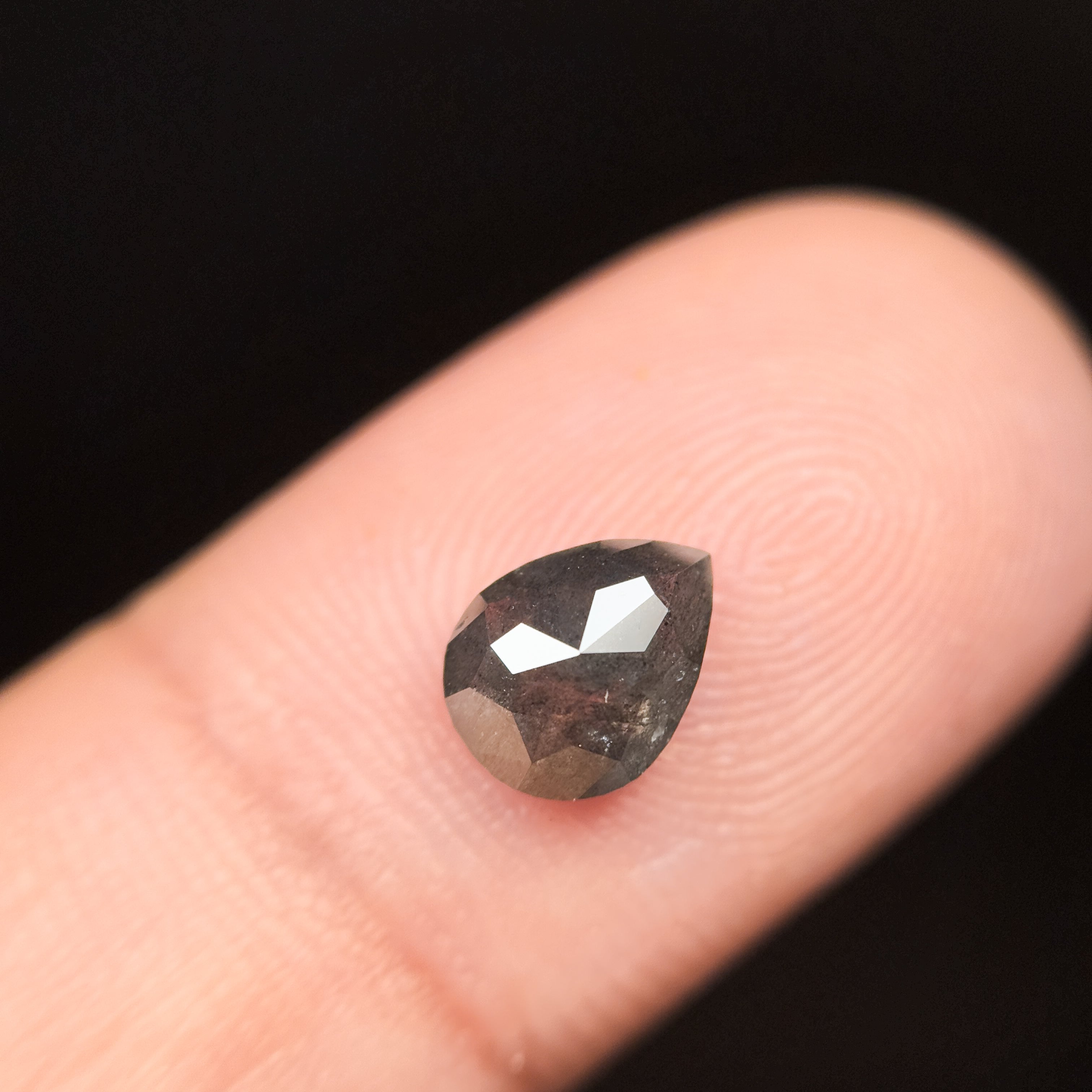 1.26 Ct Pear Rose Cut Grey Natural Galaxy Diamond